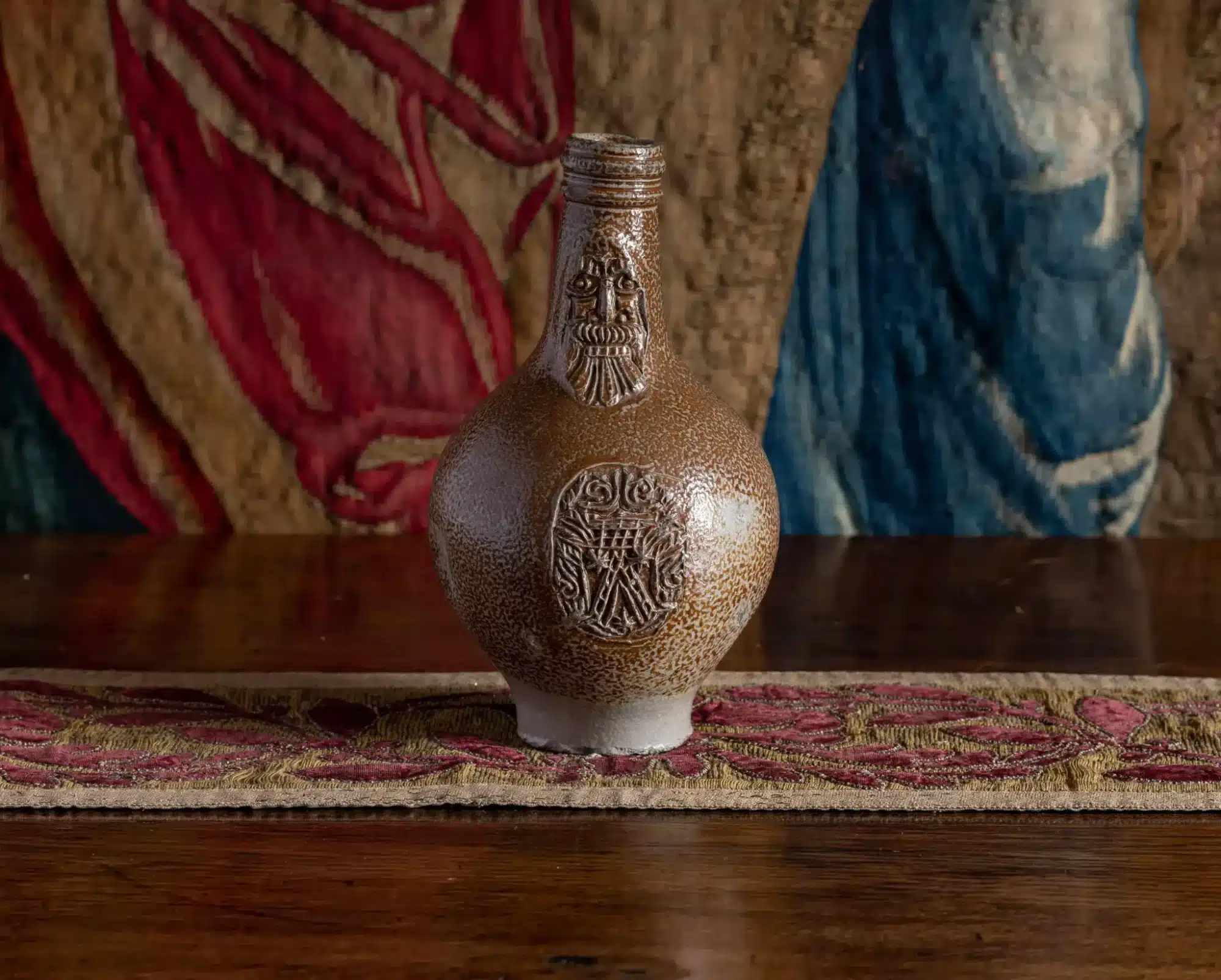 Salt glazed stoneware Bellarmine jug