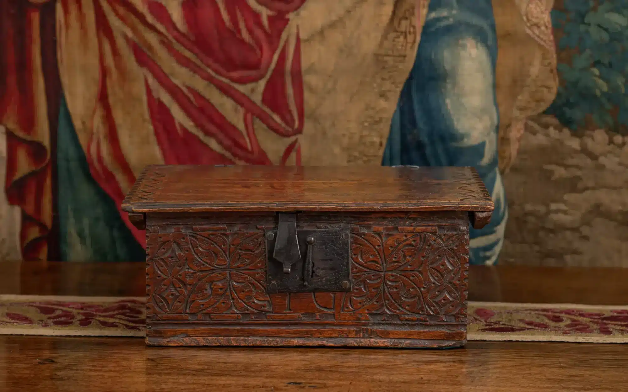 Charles II oak and ash carved box
