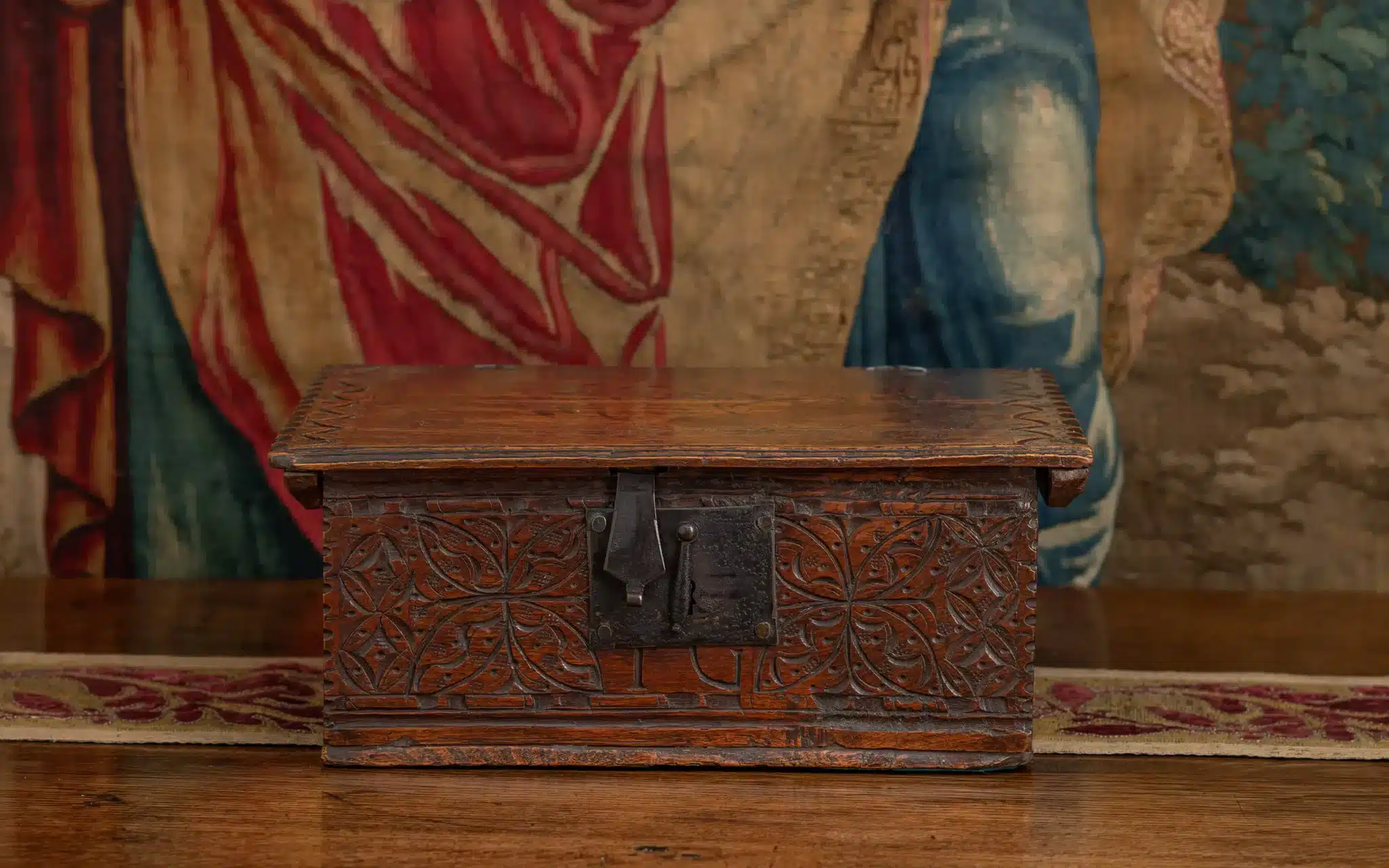 Charles II oak and ash carved box