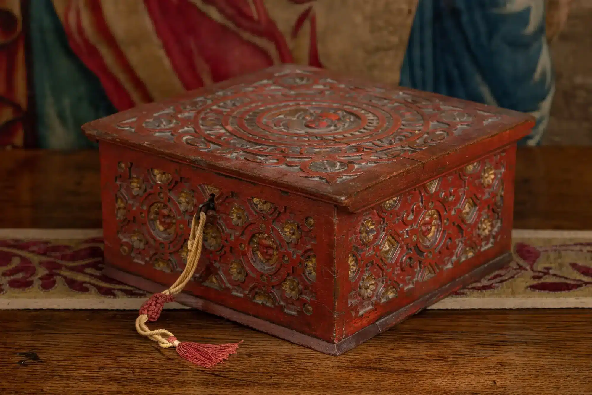16th century carved table box
