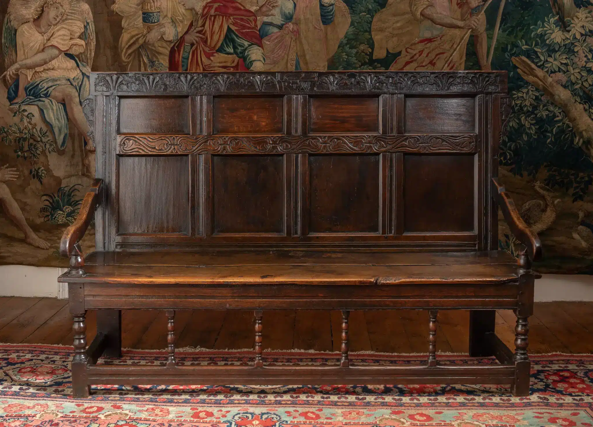 William and Mary Dated Oak and Elm Settle
