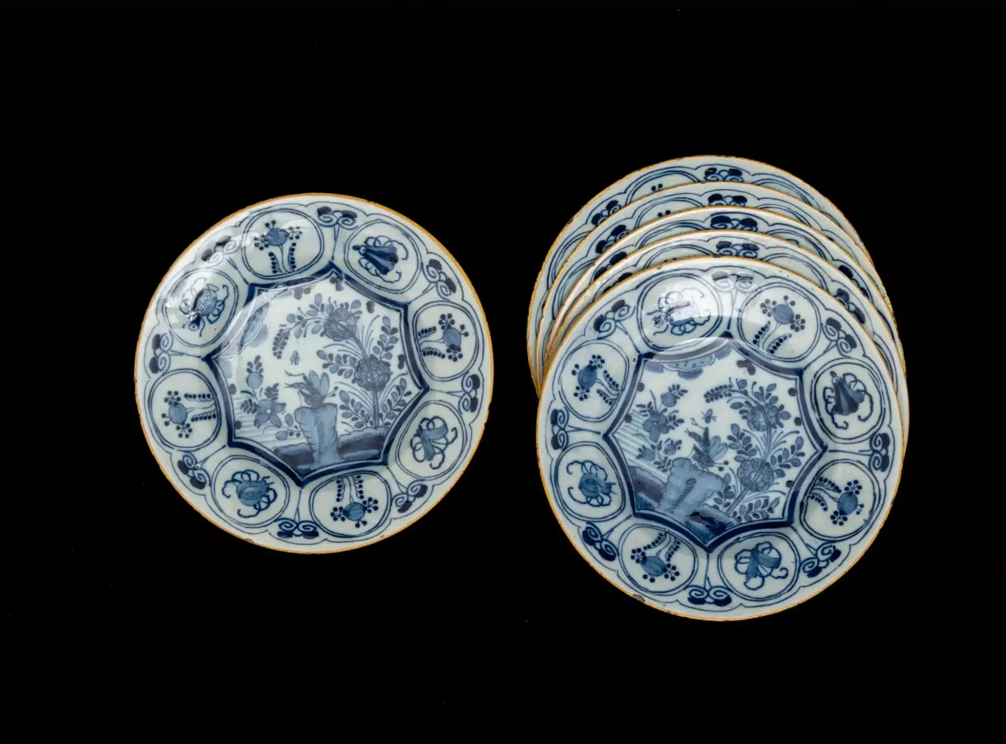 Set of six Delftware plates