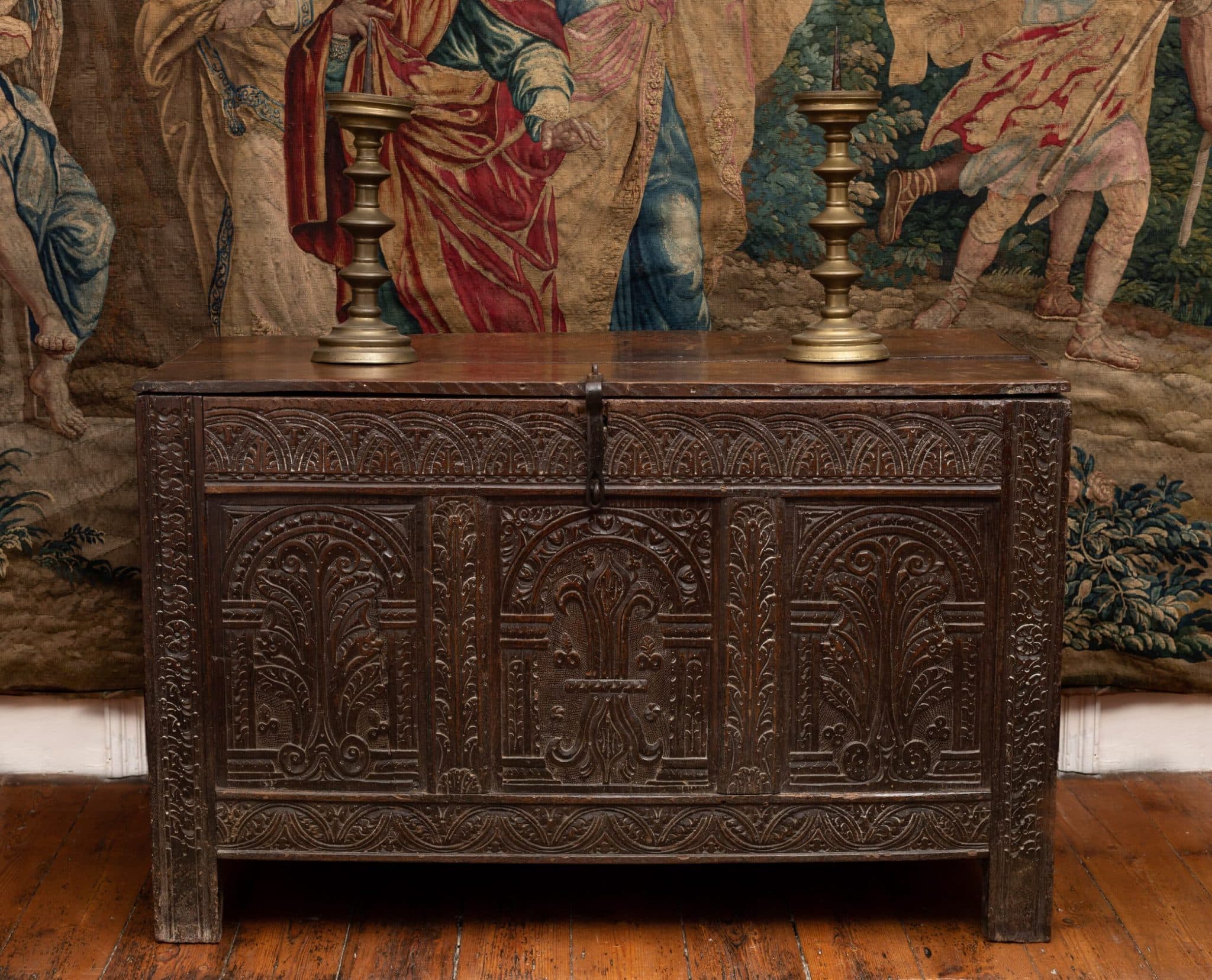 Charles I oak carved chest