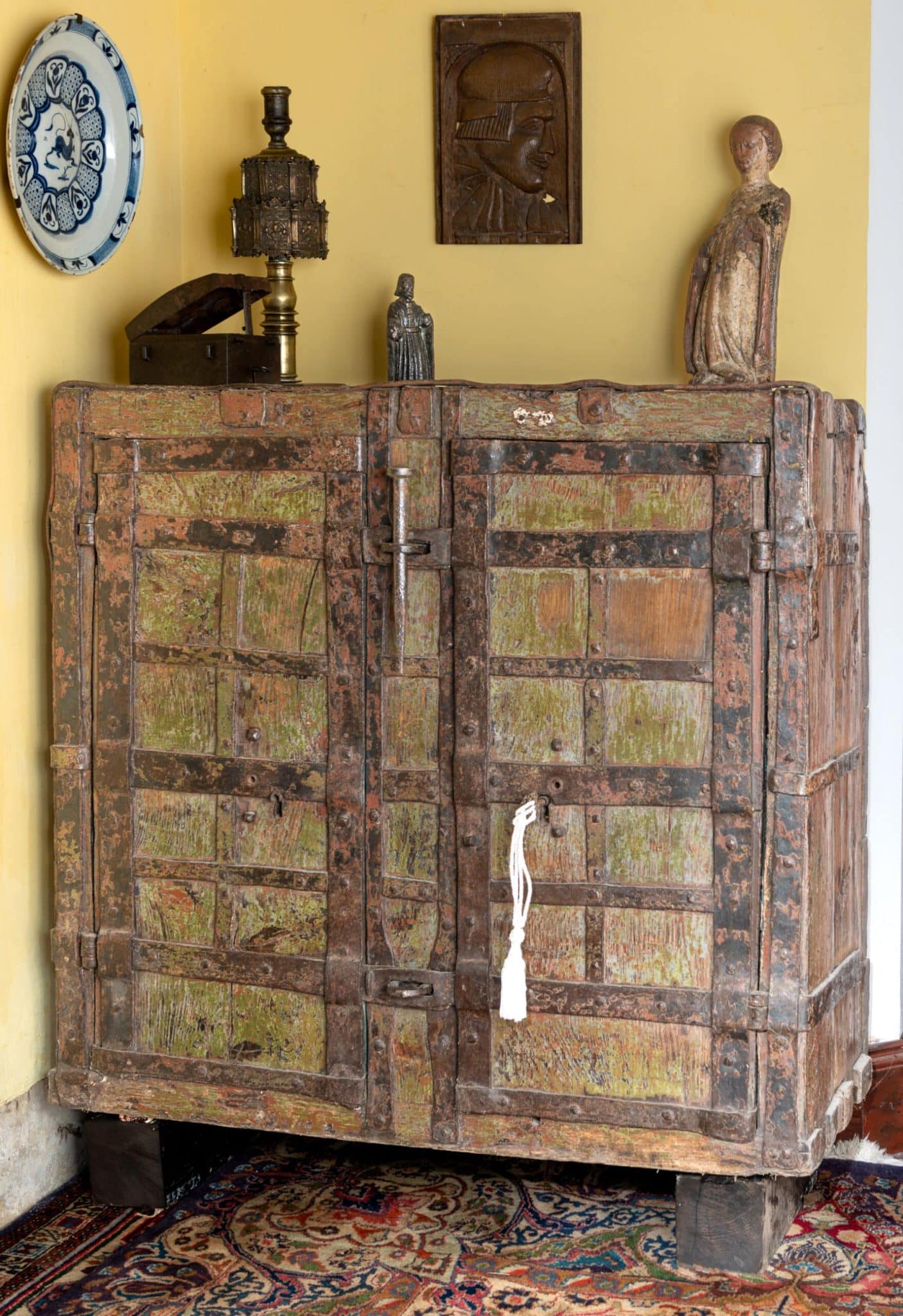 Medieval iron bound tabernacle cupboard