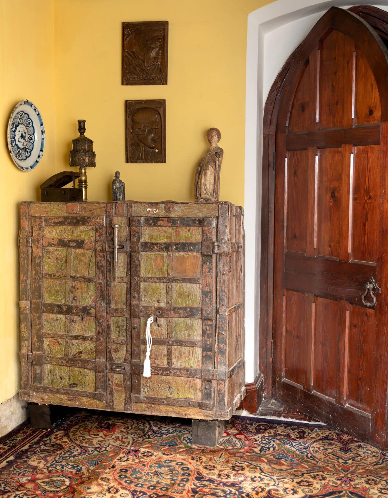 Medieval iron bound tabernacle cupboard