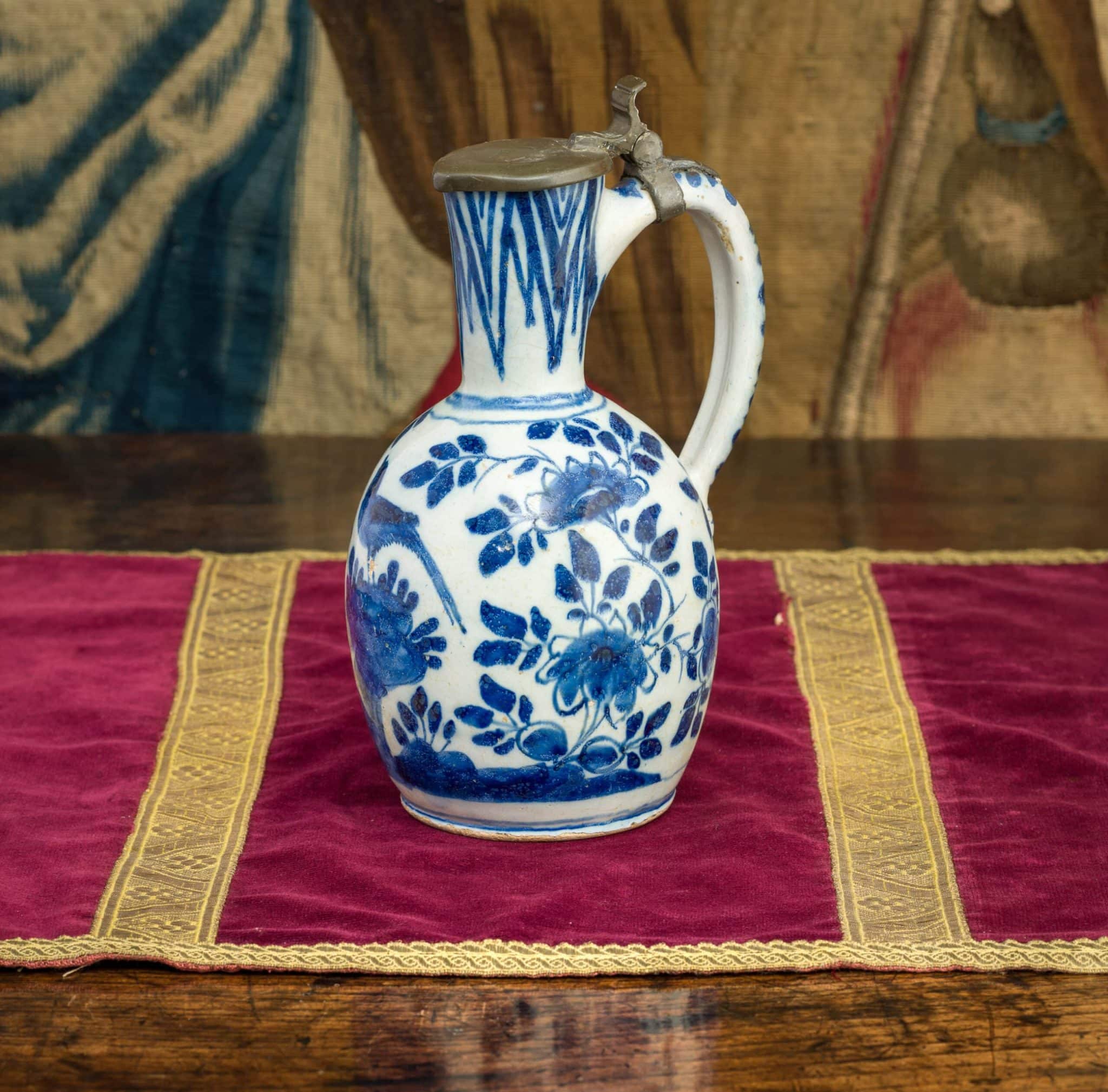 17th century Delftware lidded ewer