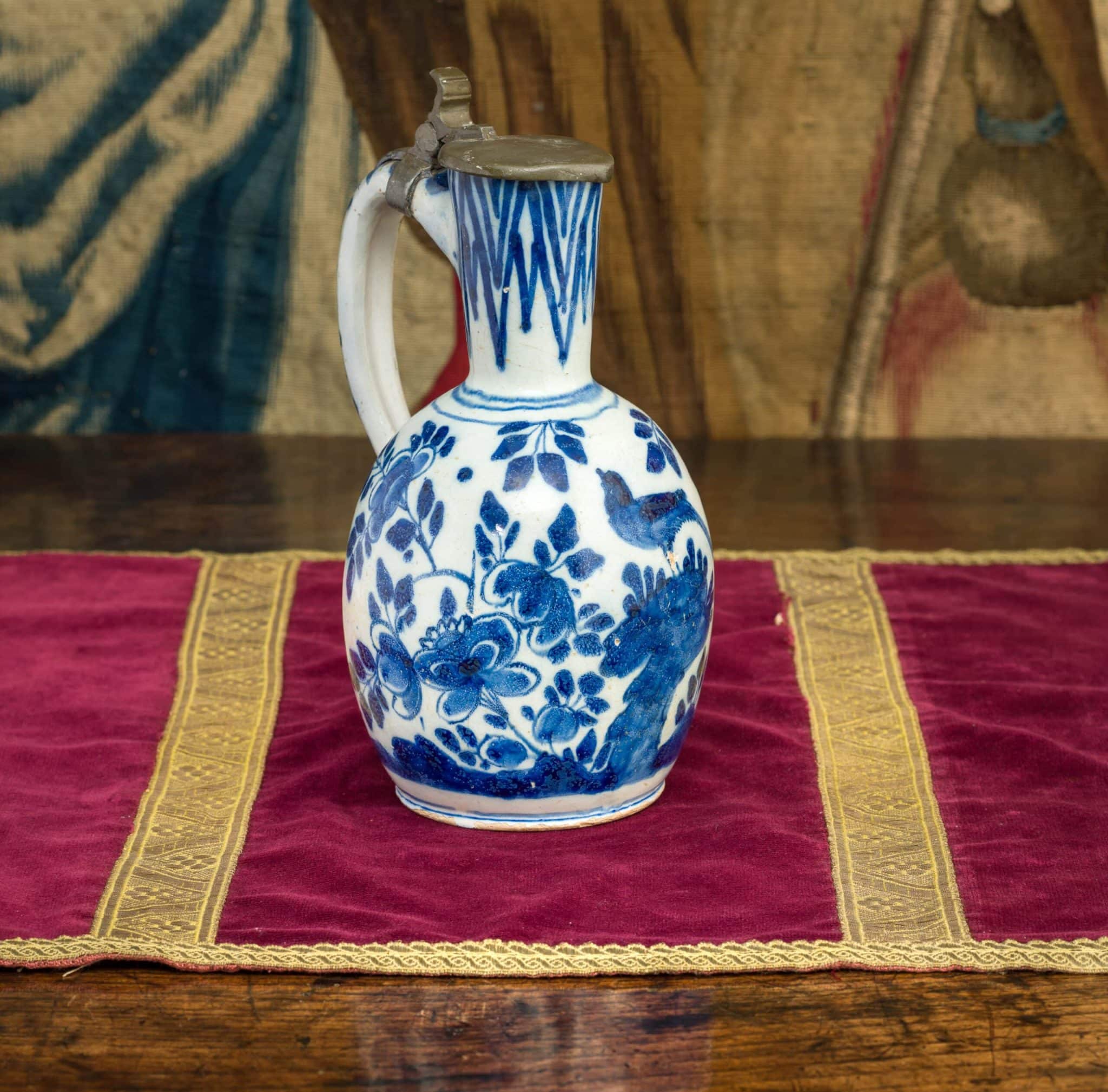 17th century Delftware lidded ewer