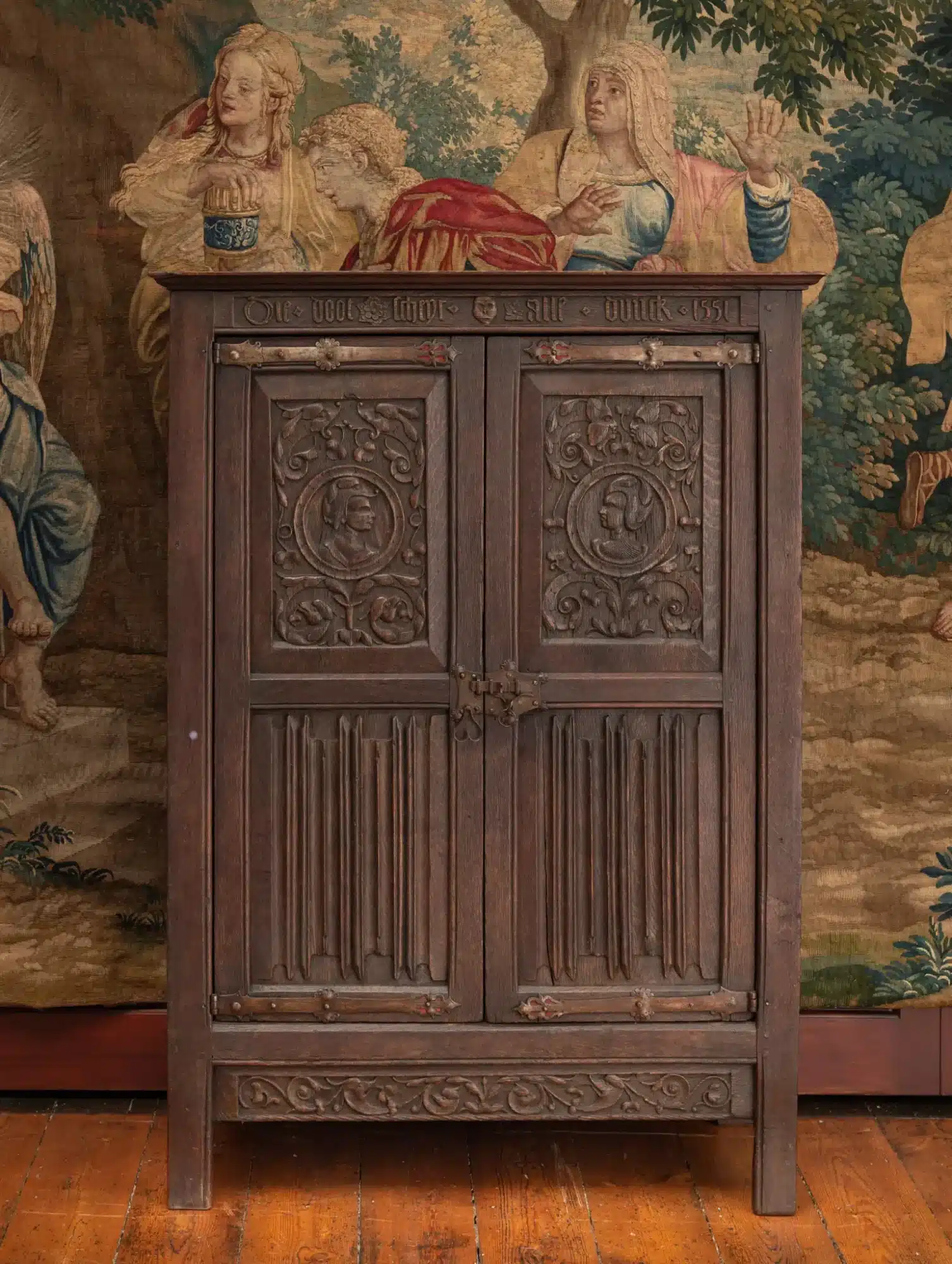 Renaissance Oak Portrait Cupboard, dated 1551
