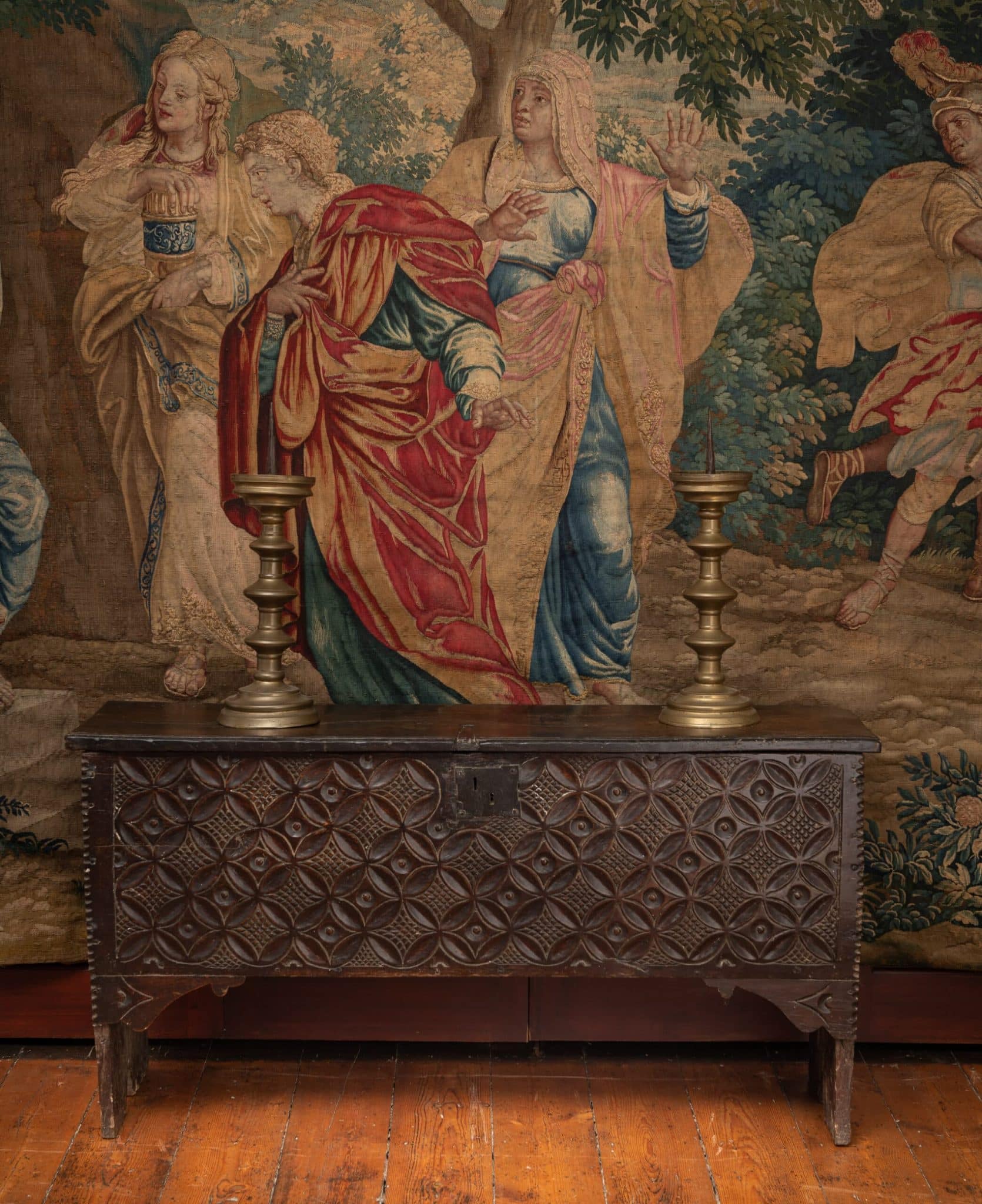 Tudor boarded oak chest