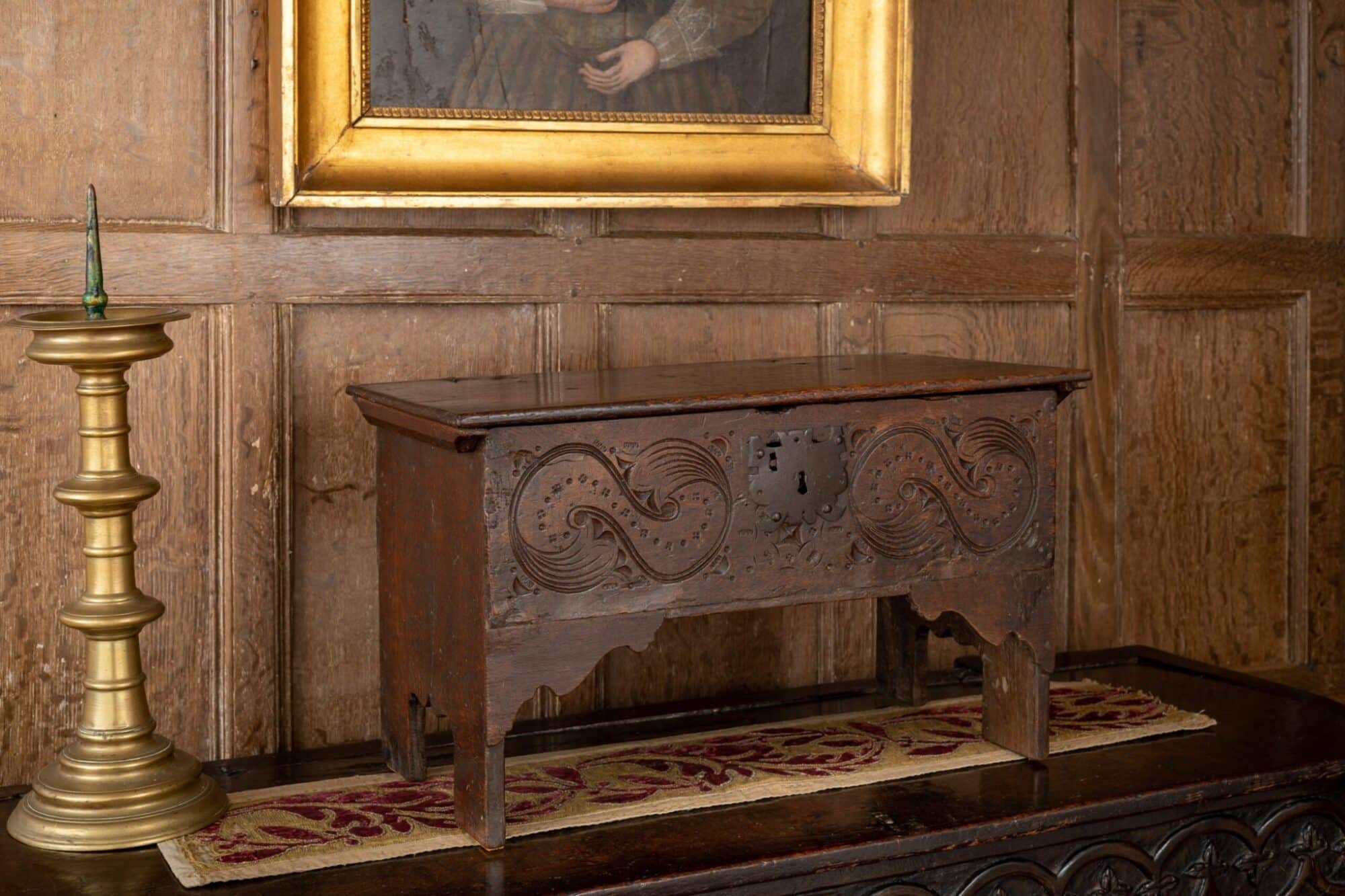 Charles II miniature boarded chest