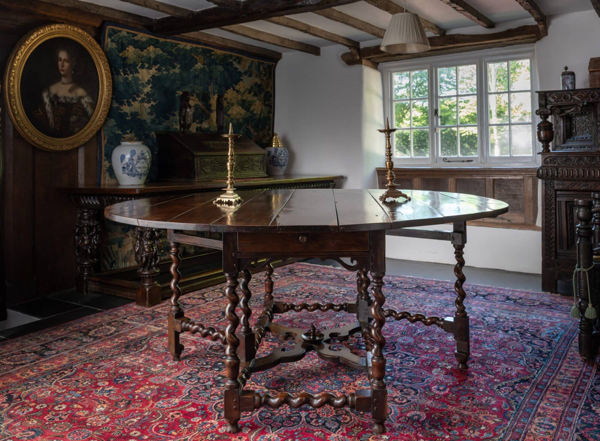 Charles II yew wood gate leg table