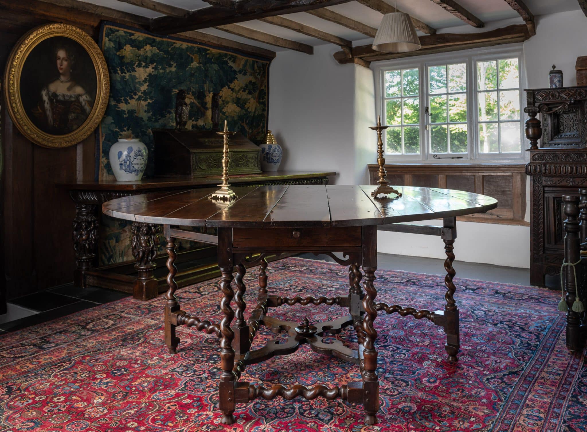 Charles II yew wood gate leg table