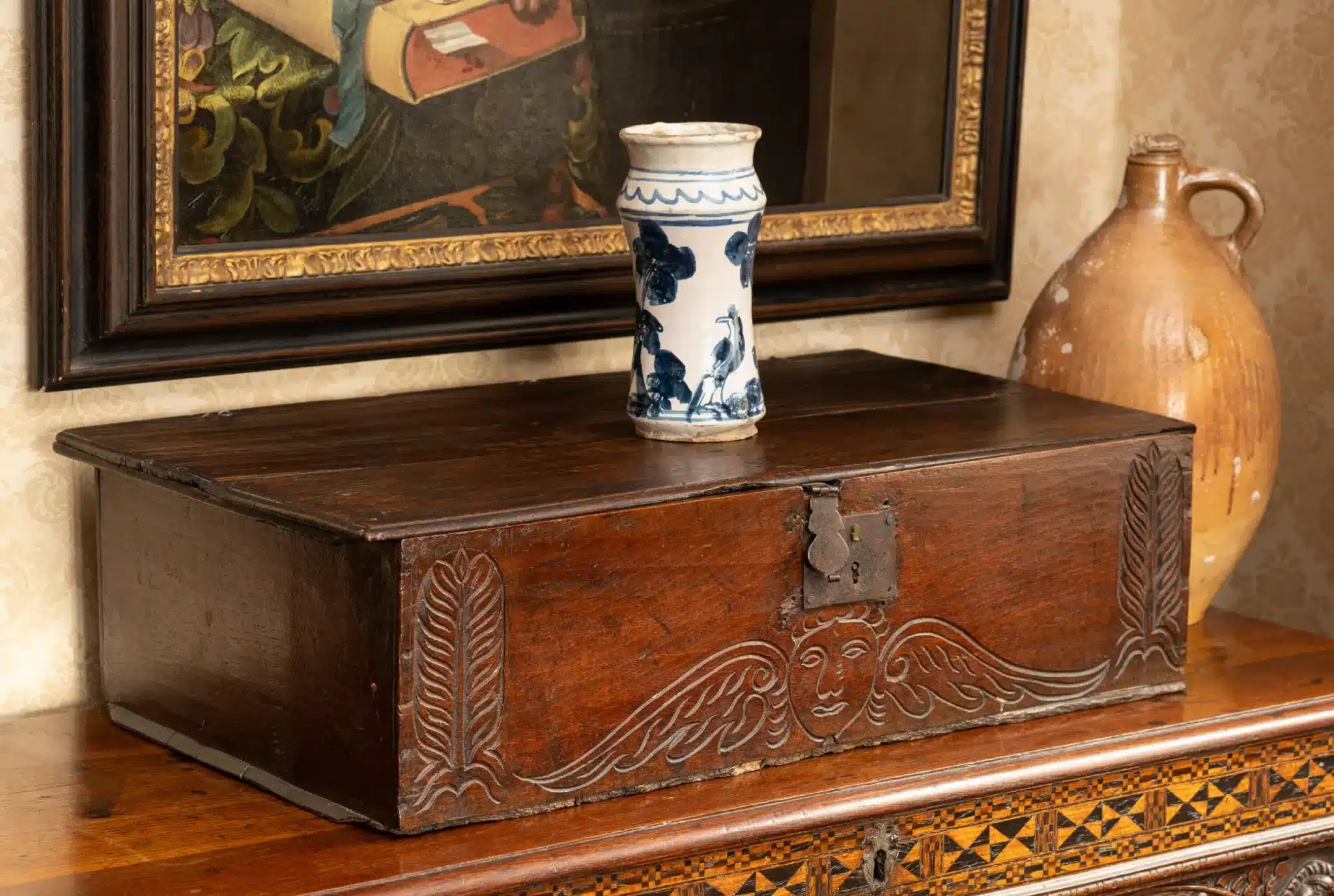 James I Carved Oak Box