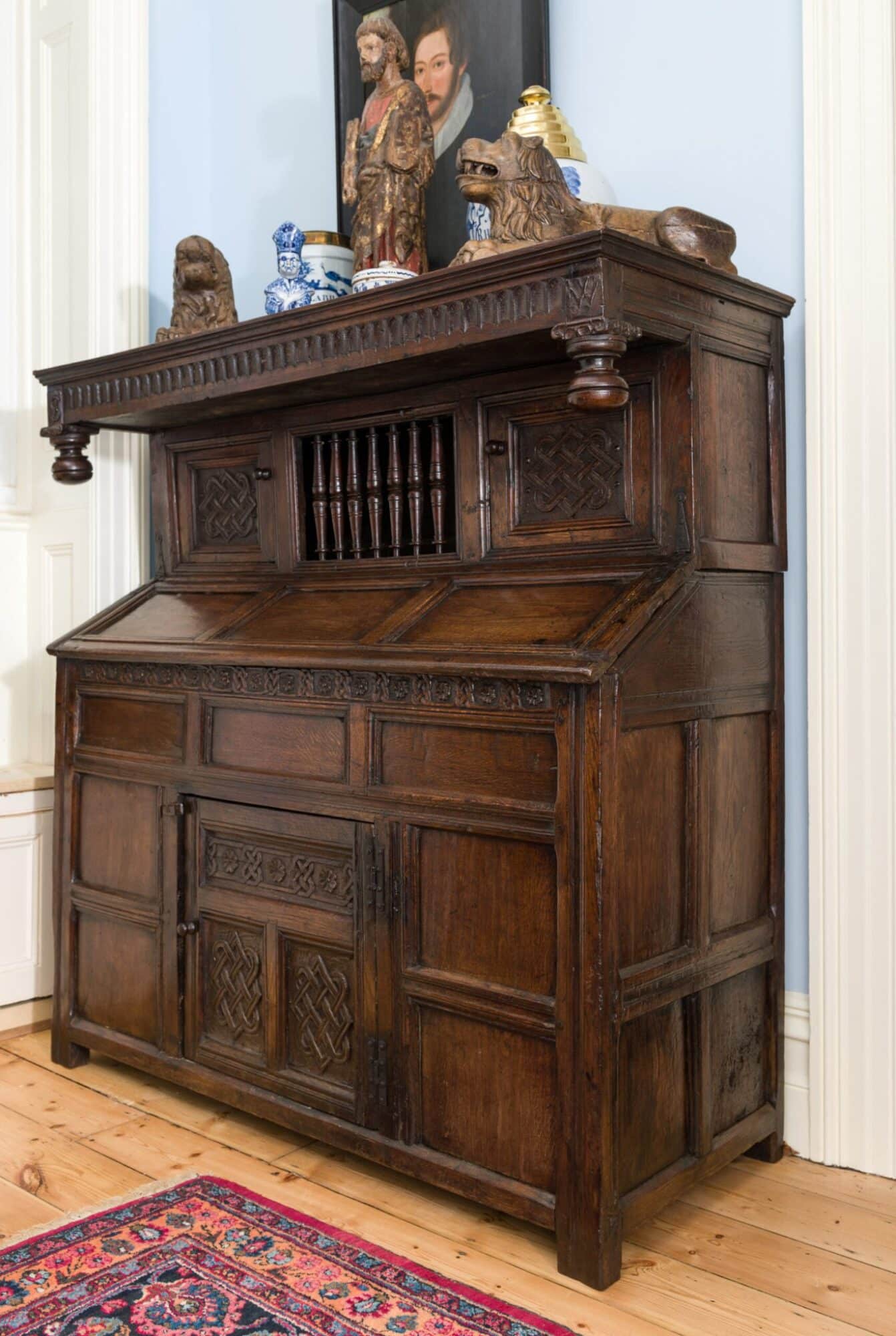 William and Mary carved press cupboard