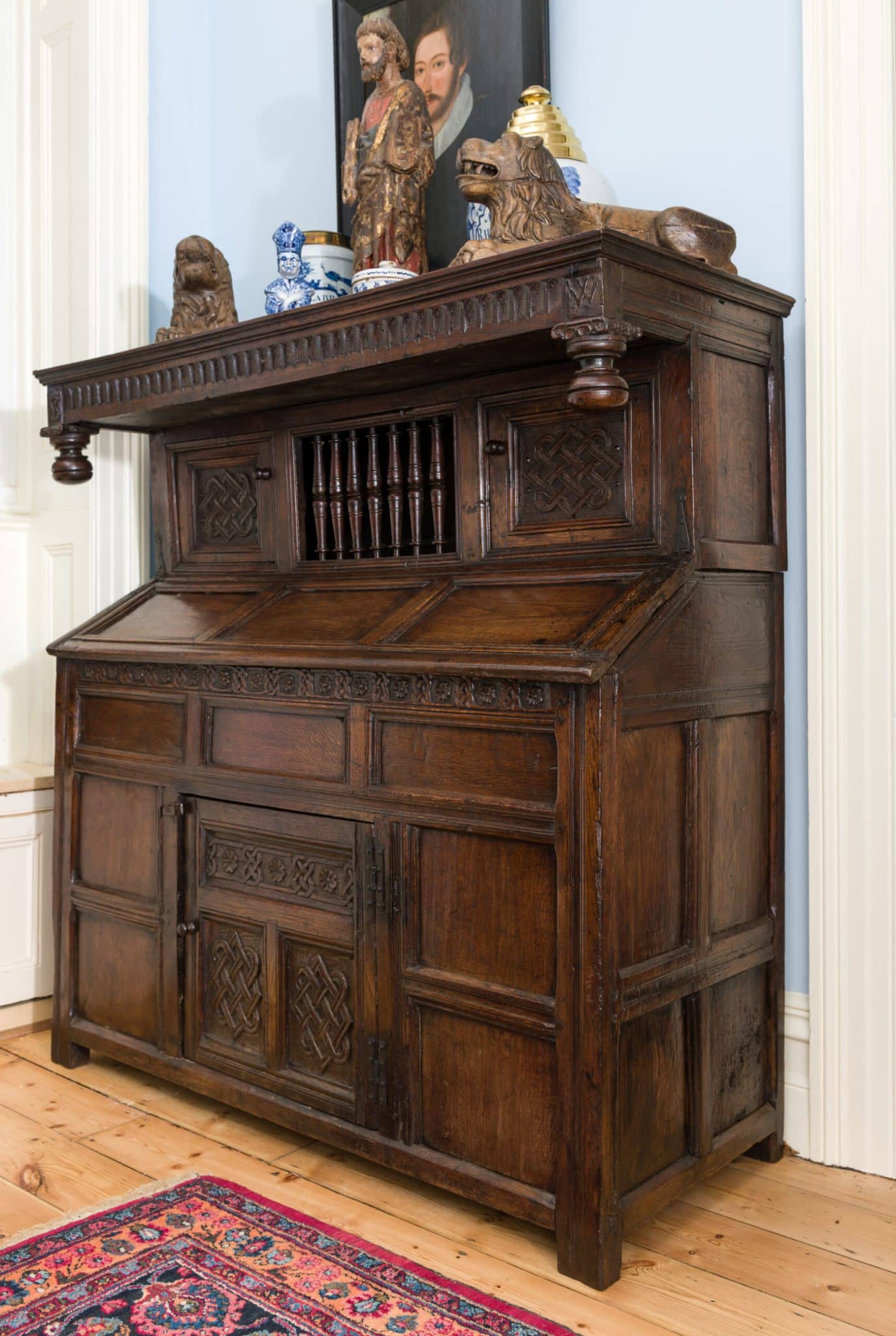 William and Mary carved press cupboard
