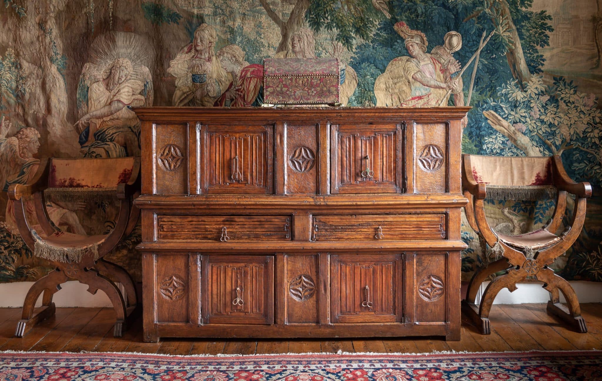 Late Gothic oak and walnut cupboard