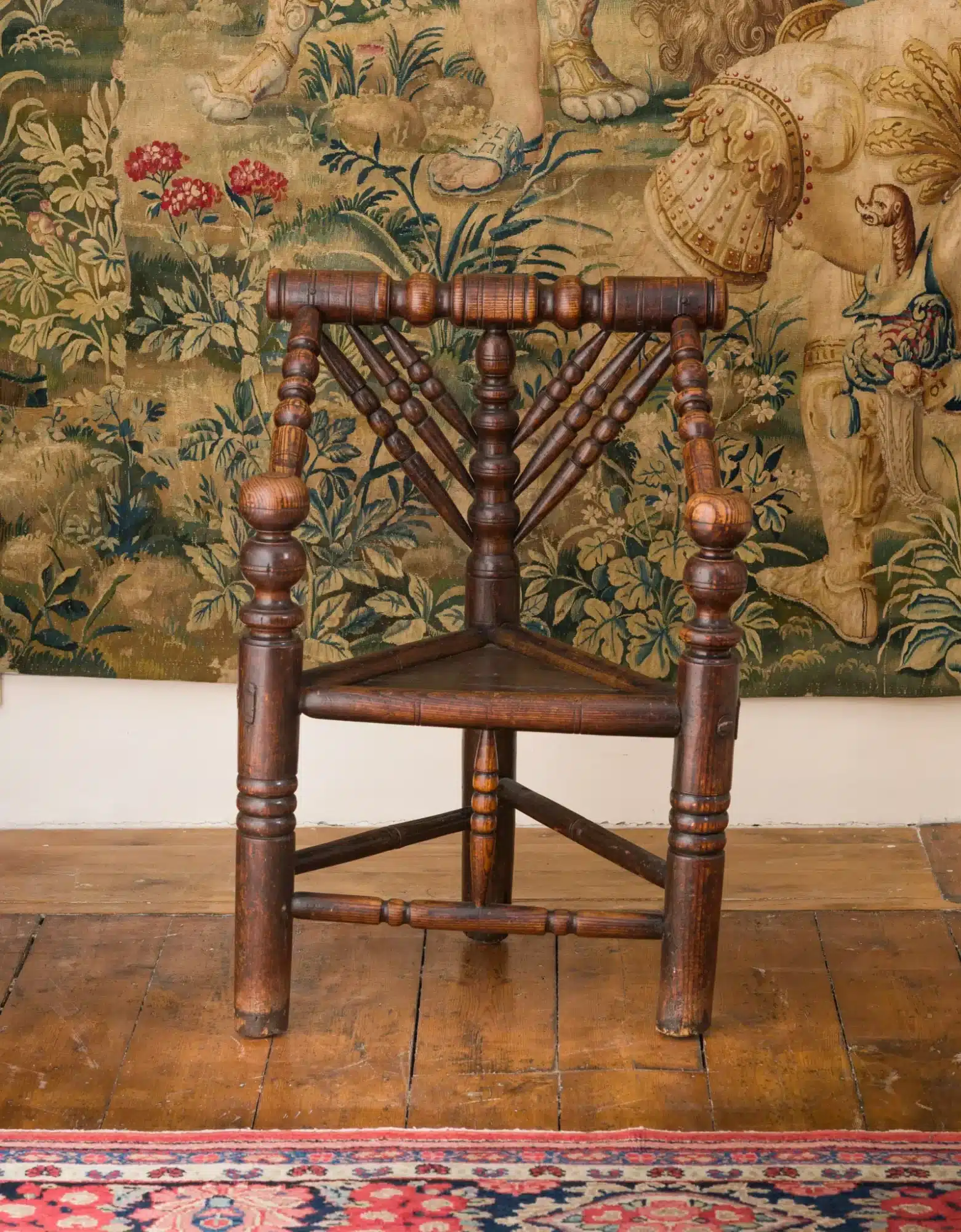 Elizabeth I / James I Ash Turned Armchair of Triangular Form