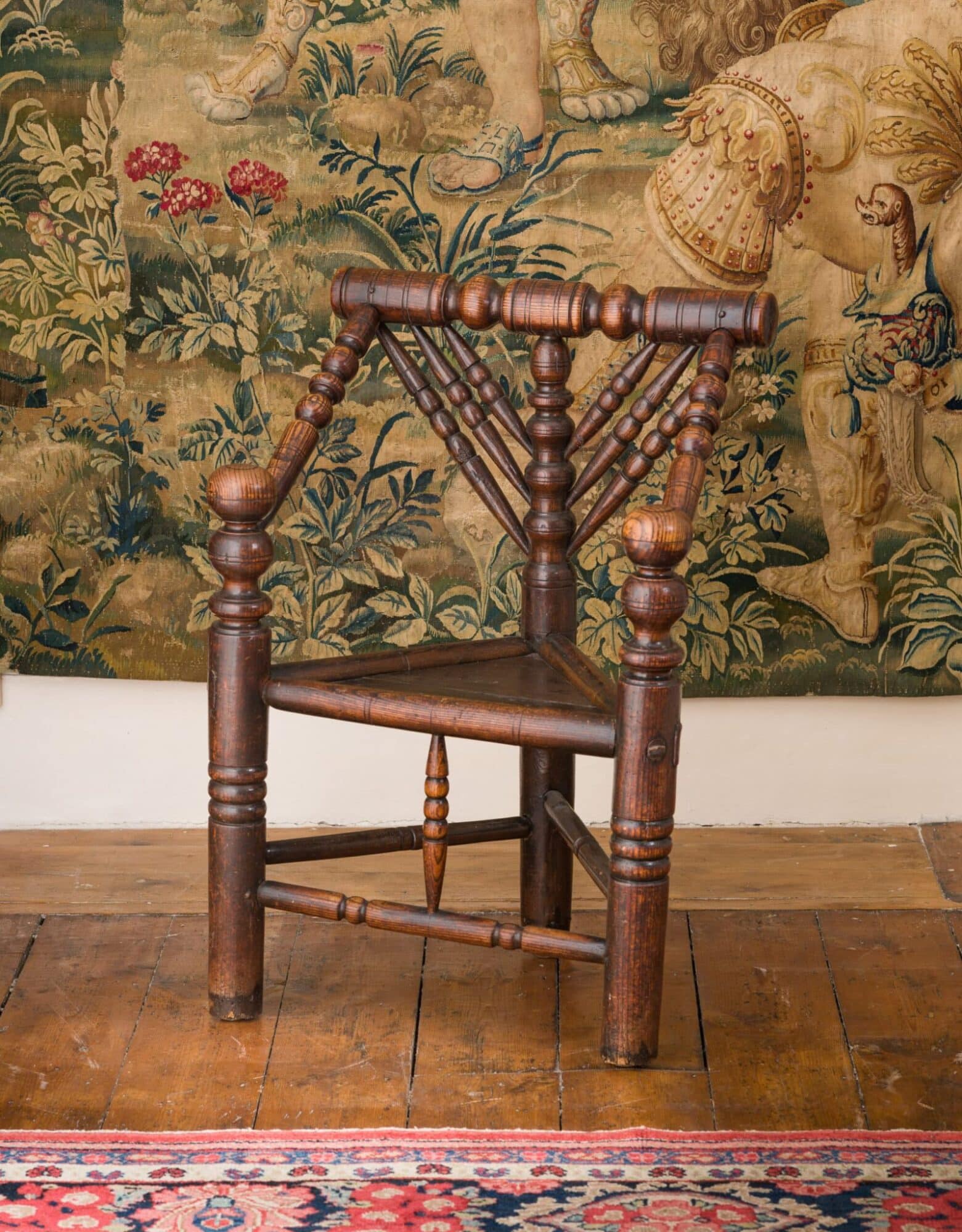 Elizabeth I / James I Ash Turned Armchair of Triangular Form