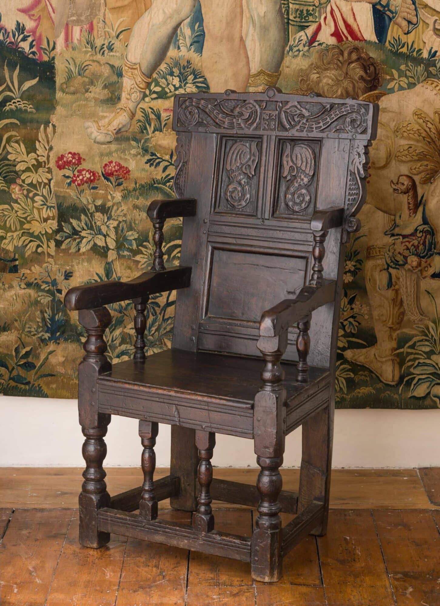 Charles II joined oak armchair