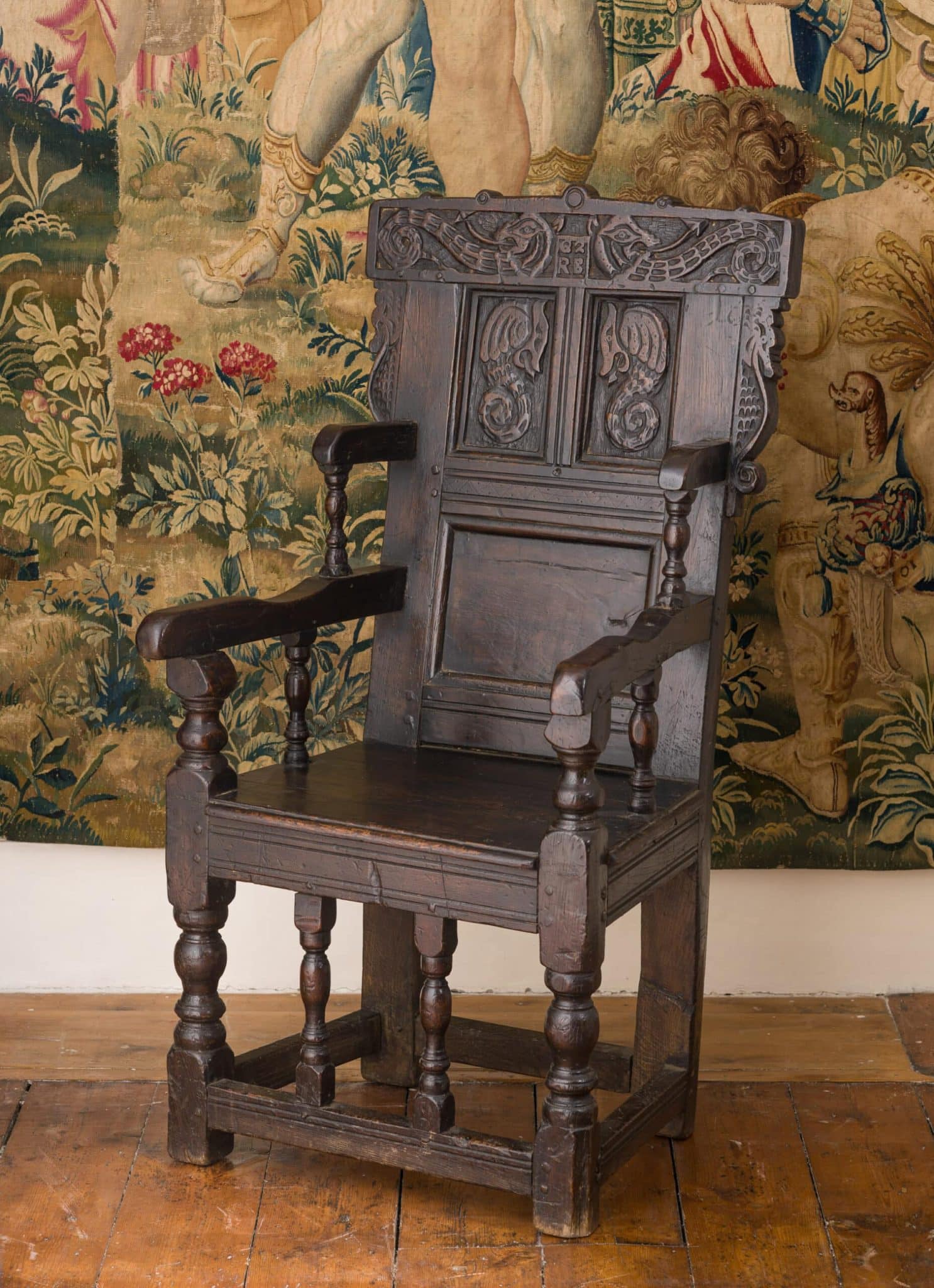 Charles II joined oak armchair