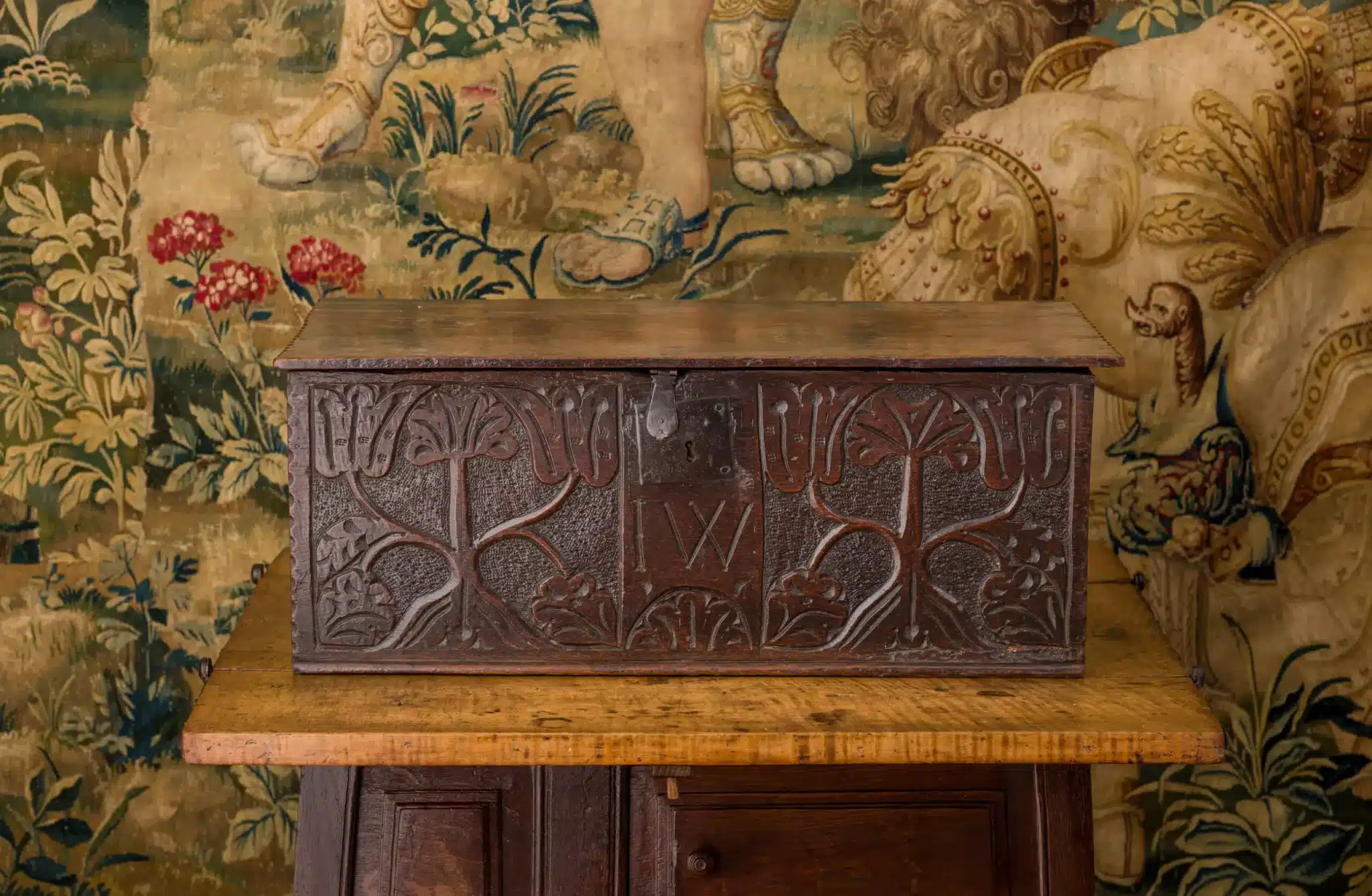 Charles II boarded oak box