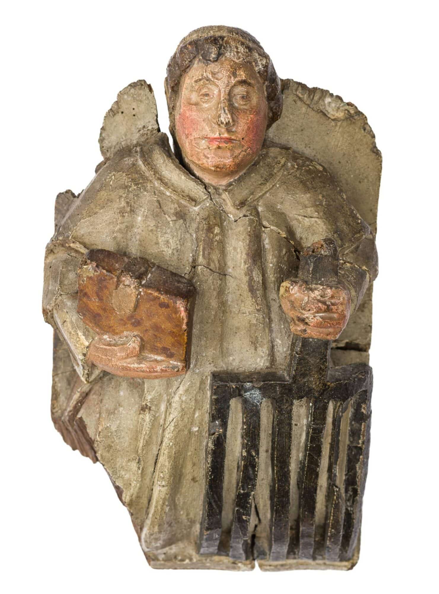 Set of Four English Medieval Oak Corbels Depicting Saints