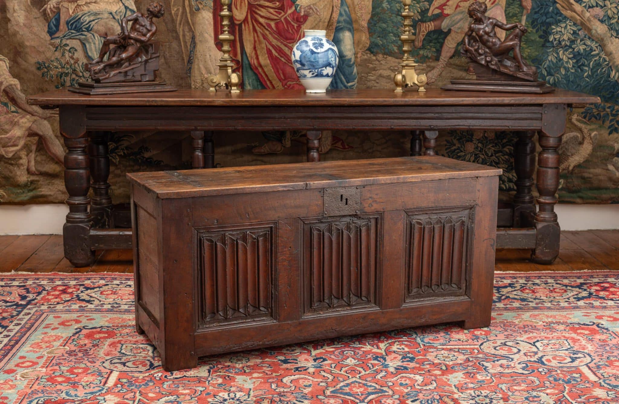 Henry VIII North Devon Oak Linenfold Chest