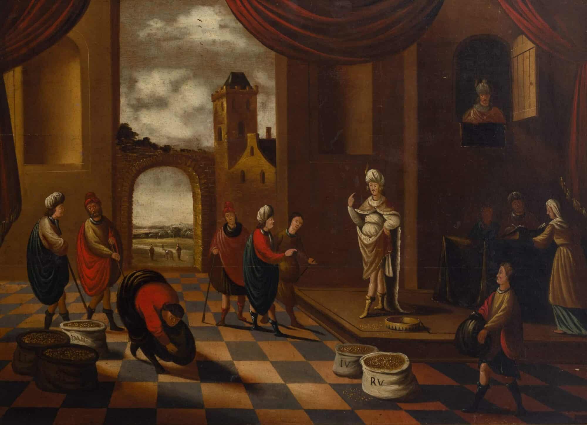 Flemish Market and Provisioning Scene, Oil on Oak Panel