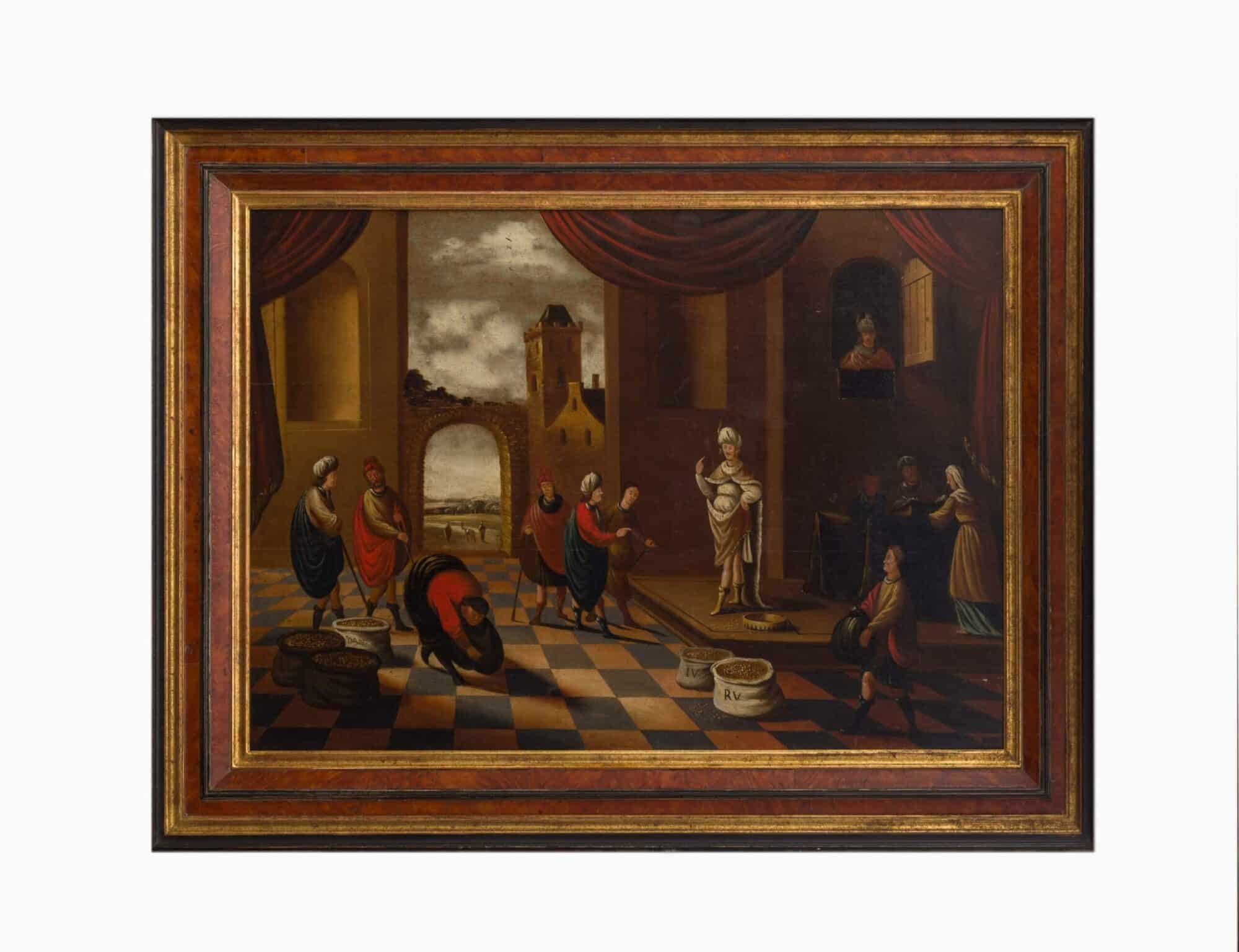 Flemish Market and Provisioning Scene, Oil on Oak Panel