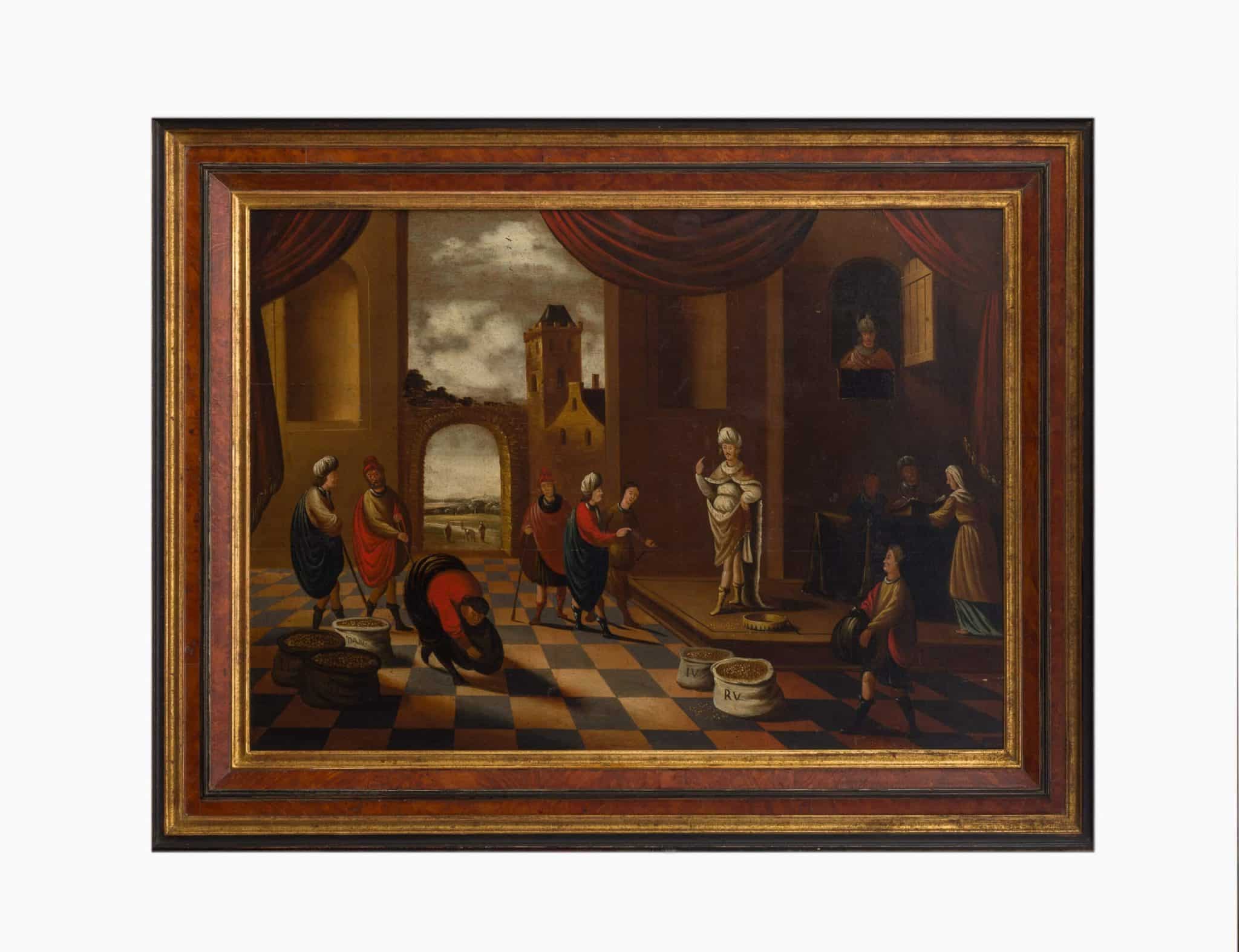 Flemish Market and Provisioning Scene, Oil on Oak Panel