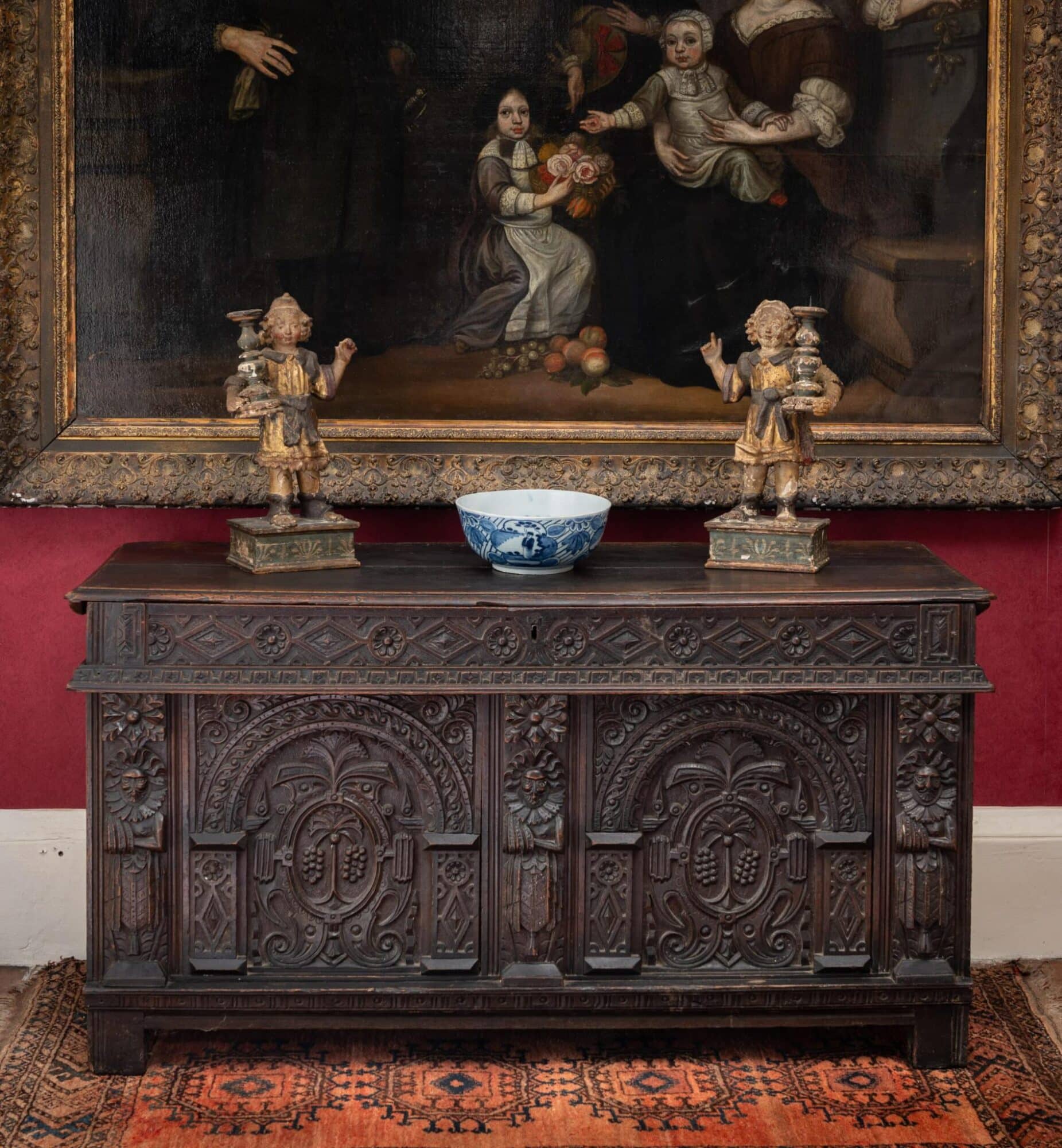 Elizabeth I oak carved chest