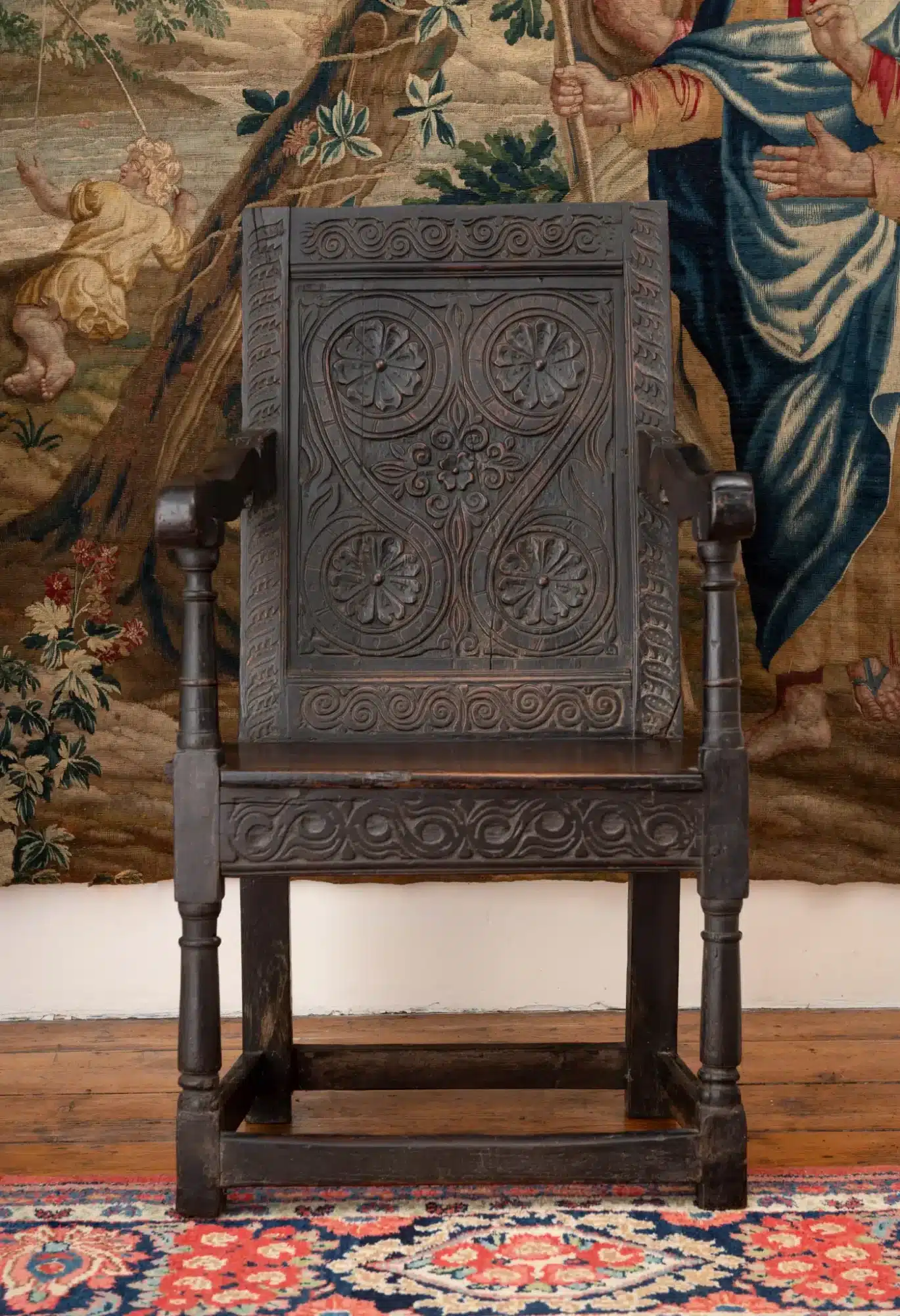 East Devon Charles II joined oak armchair, Exeter region