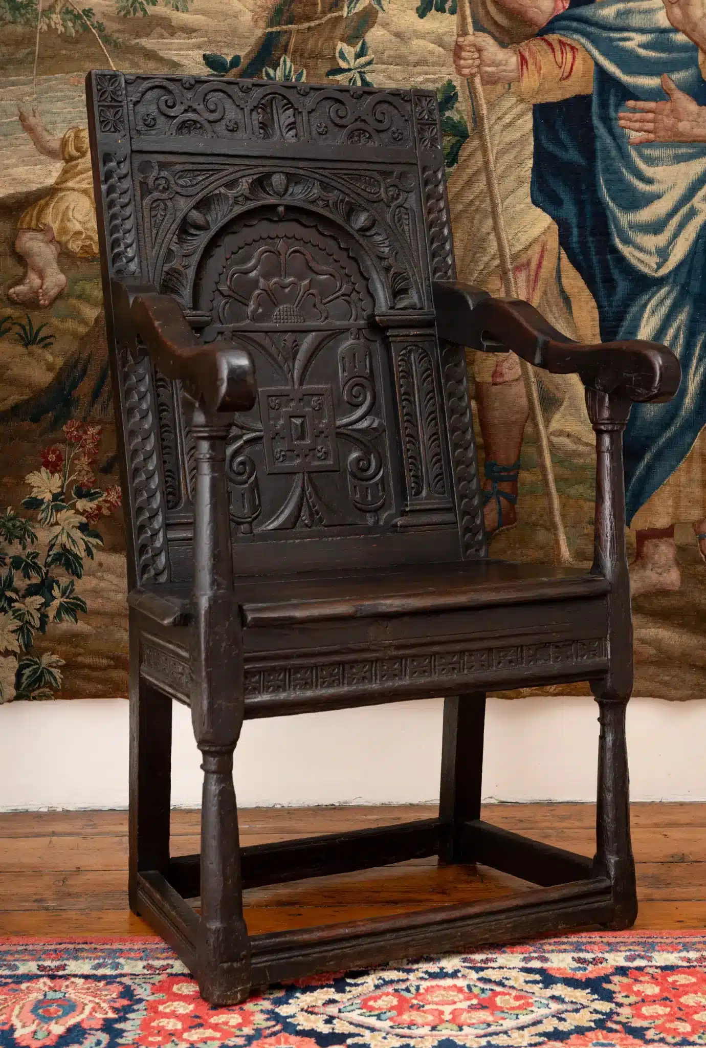 Elizabeth I Exeter Oak Carved Armchair