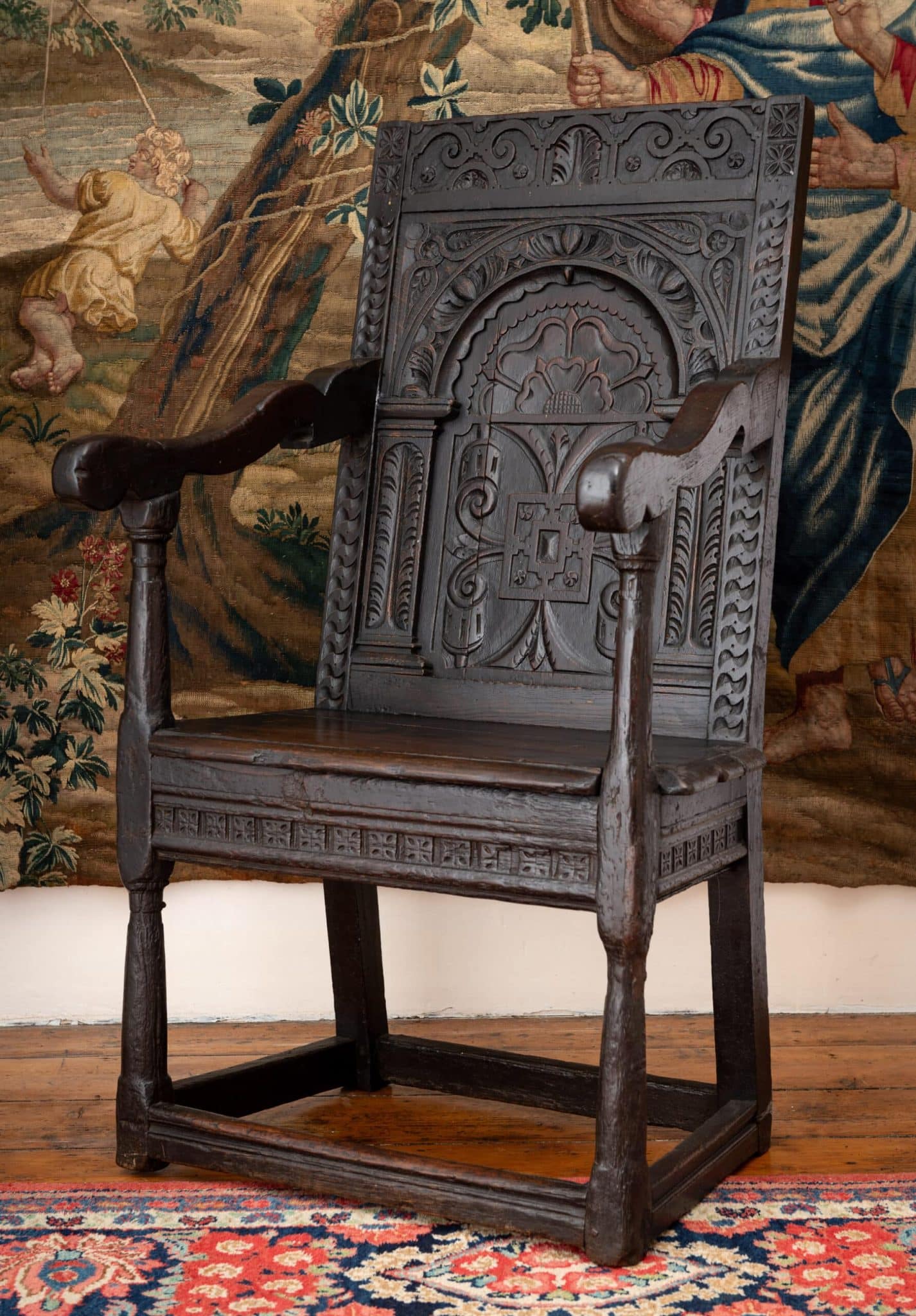 Elizabeth I Exeter Oak Carved Armchair