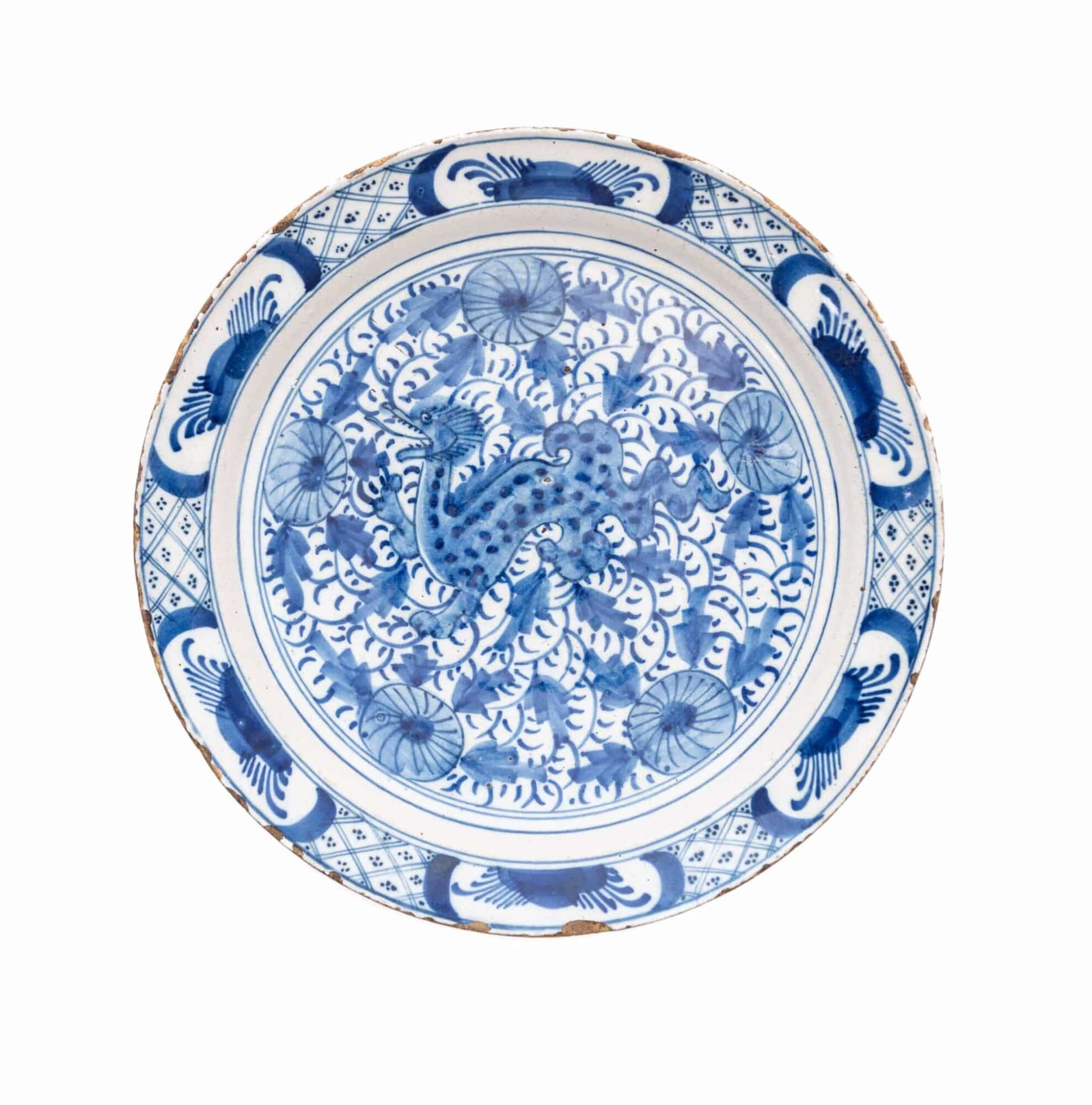 Delftware Blue and White Dragon Charger