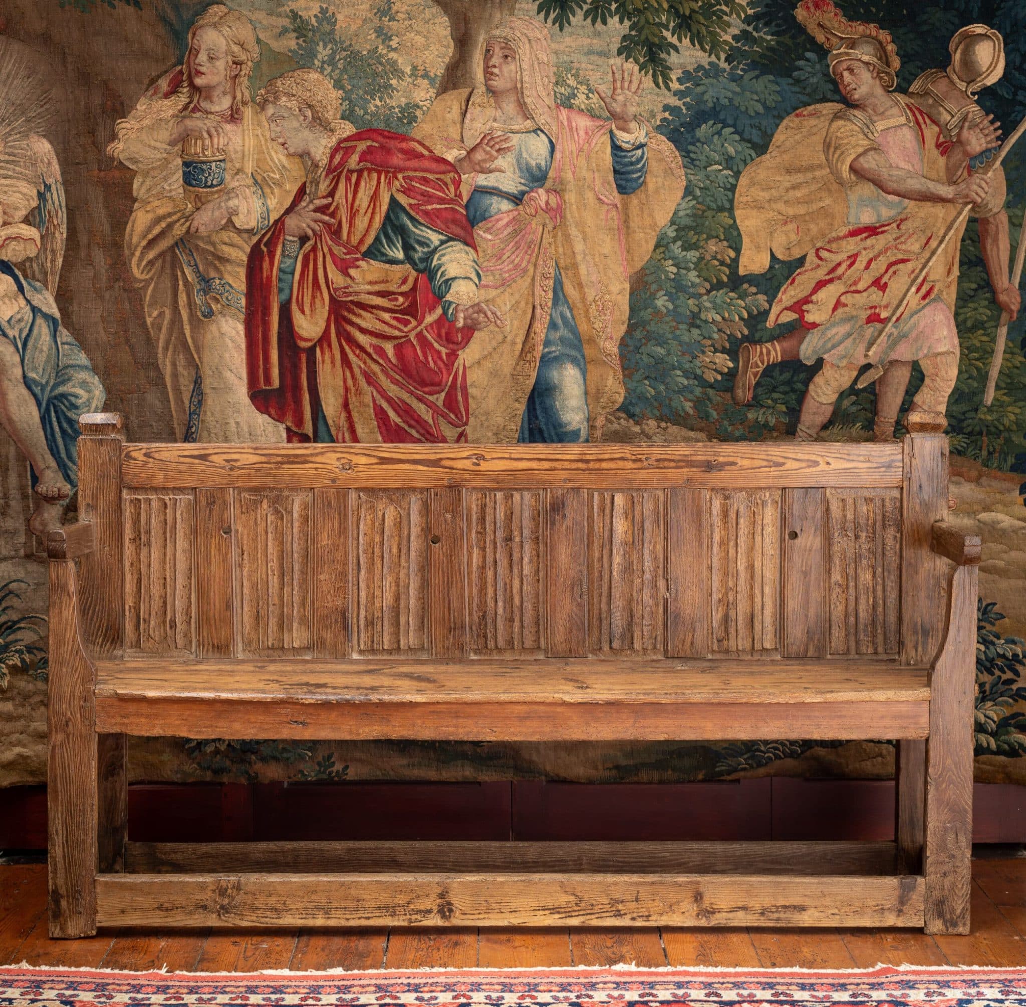 Gothic Oak and Pine Linenfold Bench