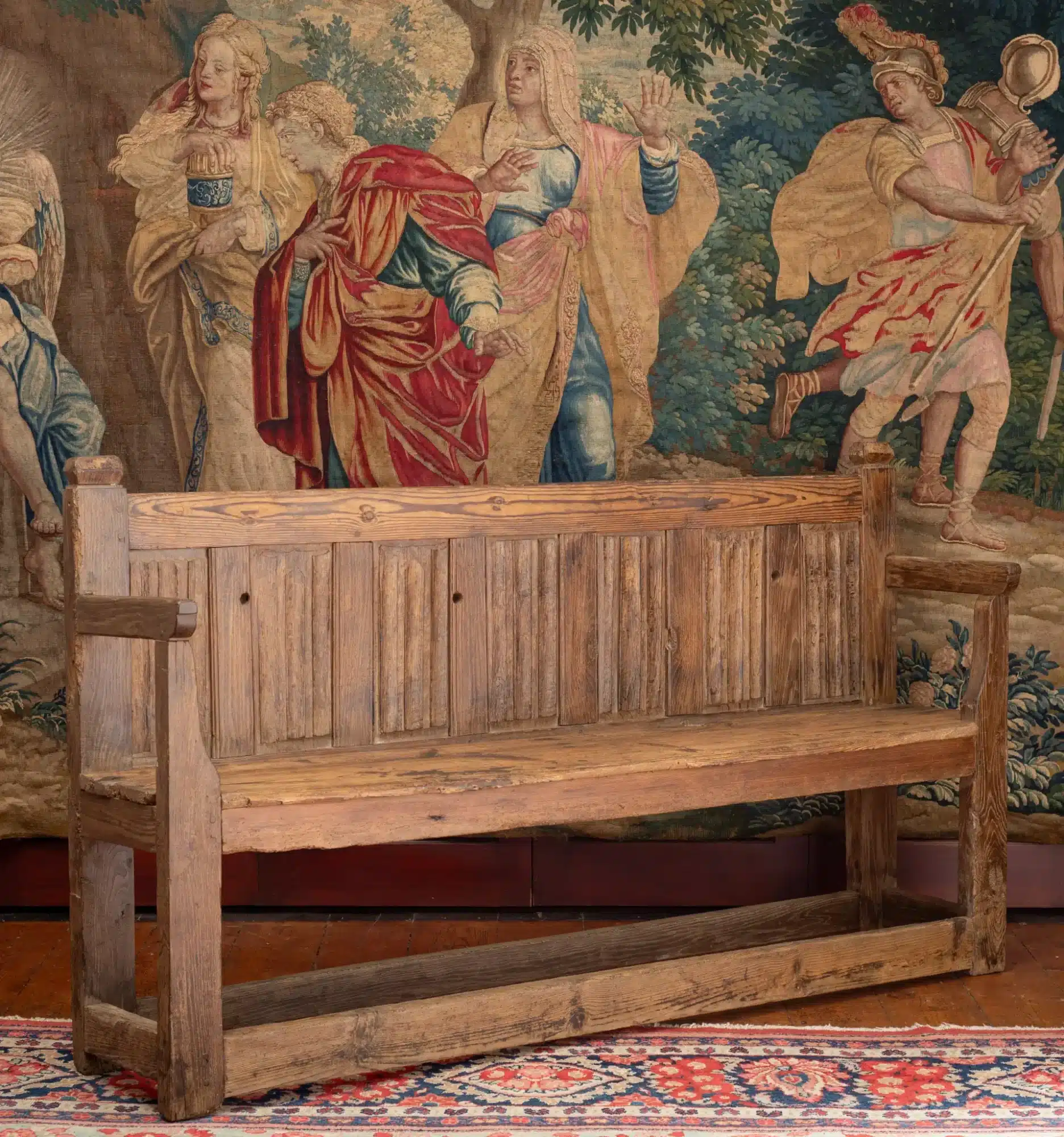Gothic Oak and Pine Linenfold Bench