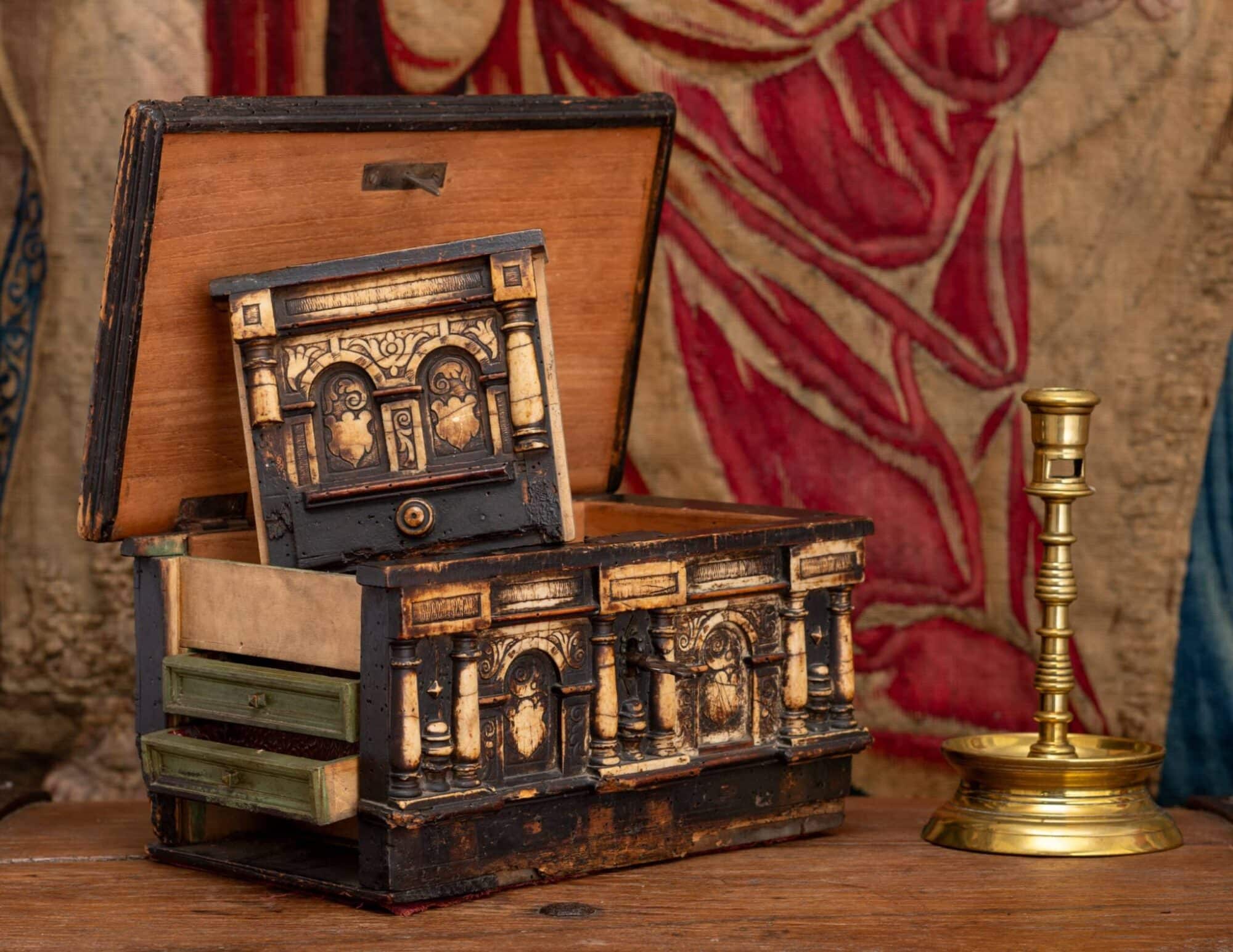 Flemish Ebonised and Alabaster Collector’s Cabinet