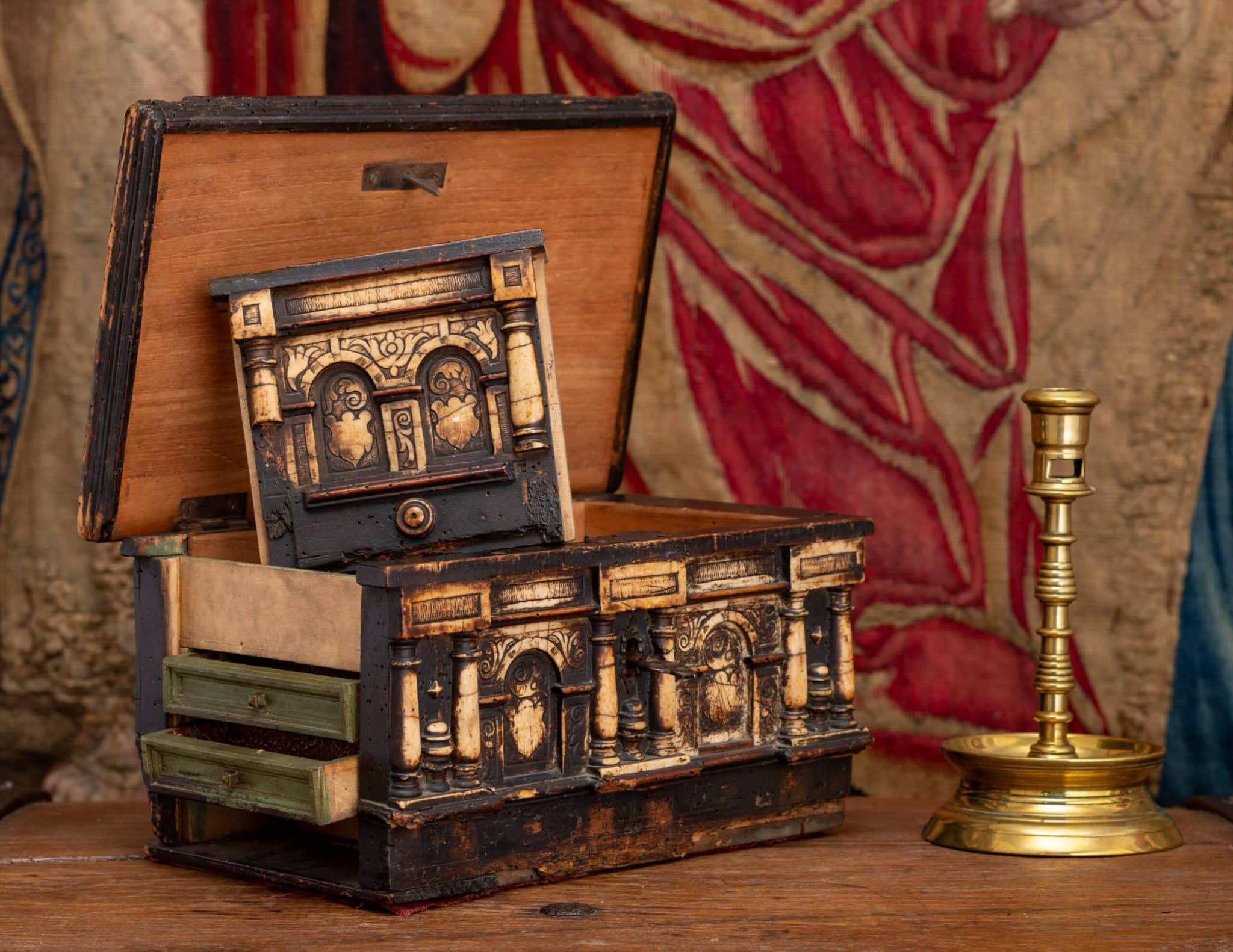 Flemish Ebonised and Alabaster Collector’s Cabinet