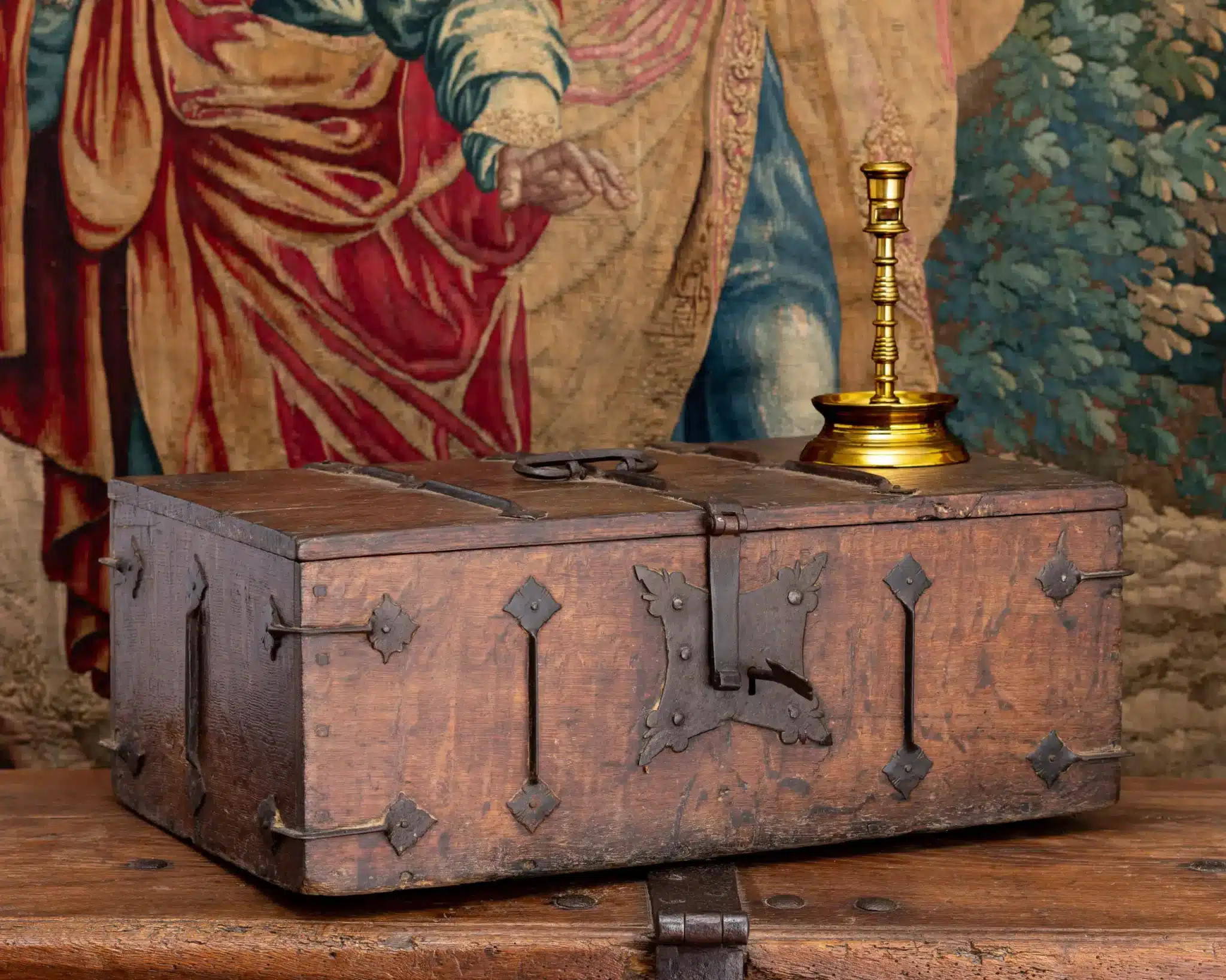 Late Gothic oak iron bound box