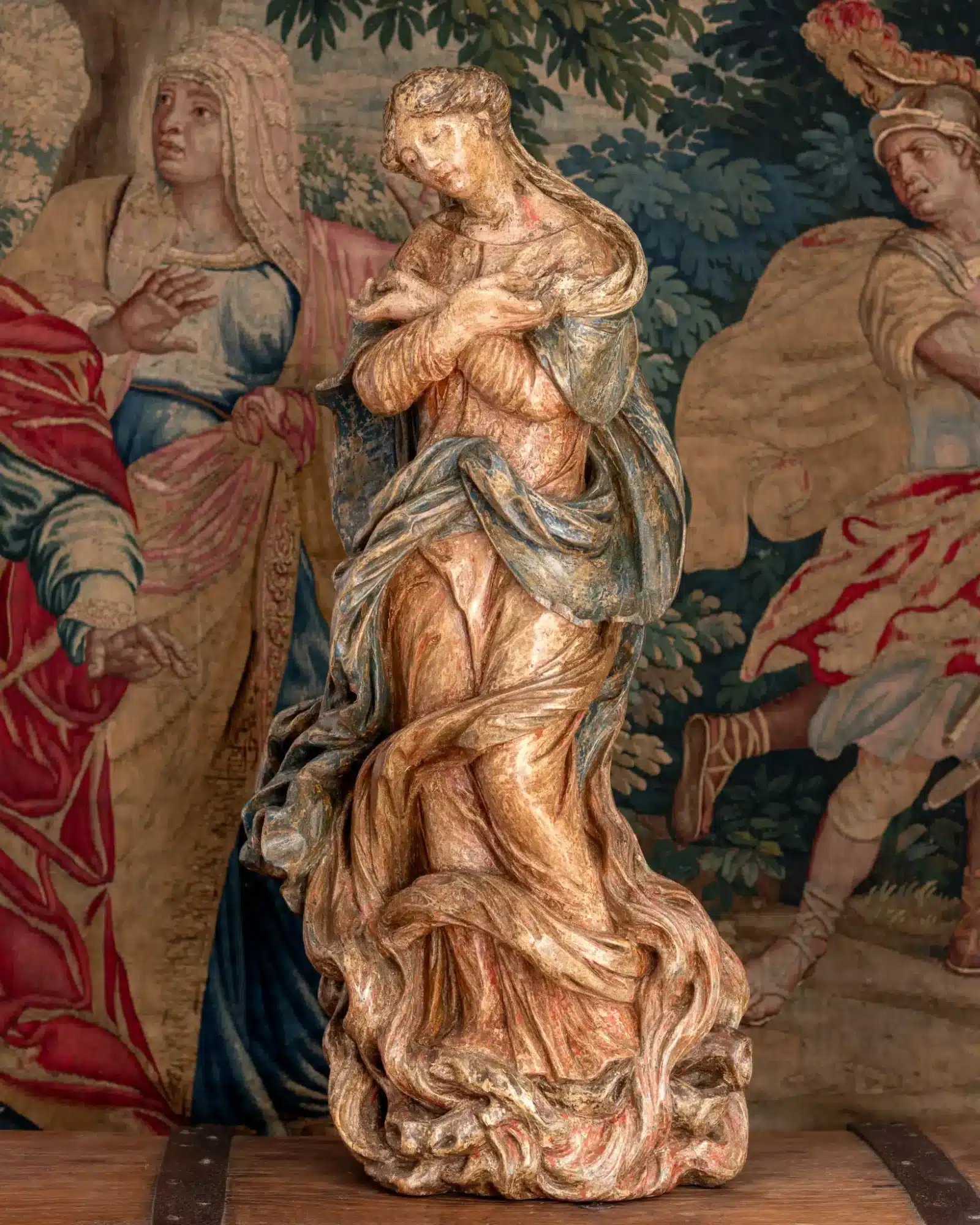 17th century oak polychromed sculpture