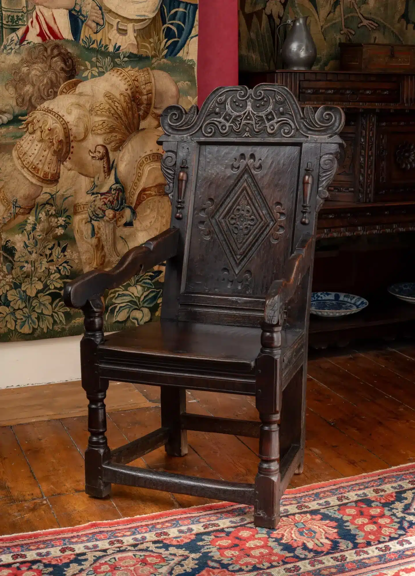 Charles II joined oak armchair