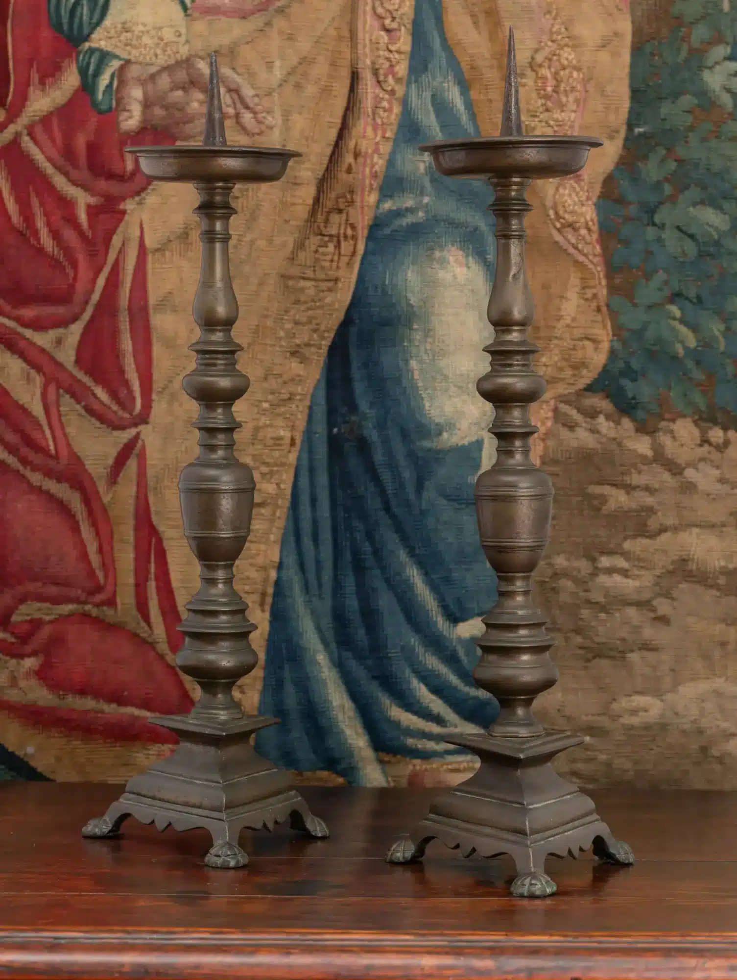 Pair of Italian Renaissance Bronze Pricket Candlesticks