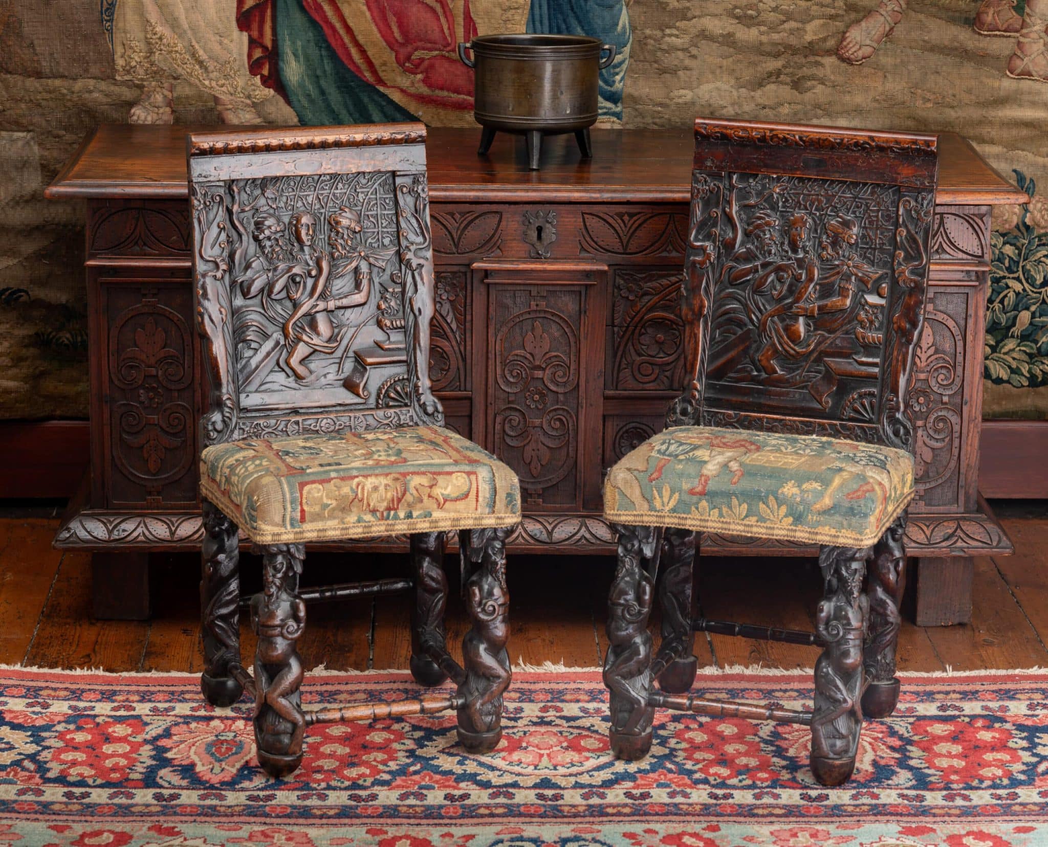 Pair of French Renaissance Walnut Chairs