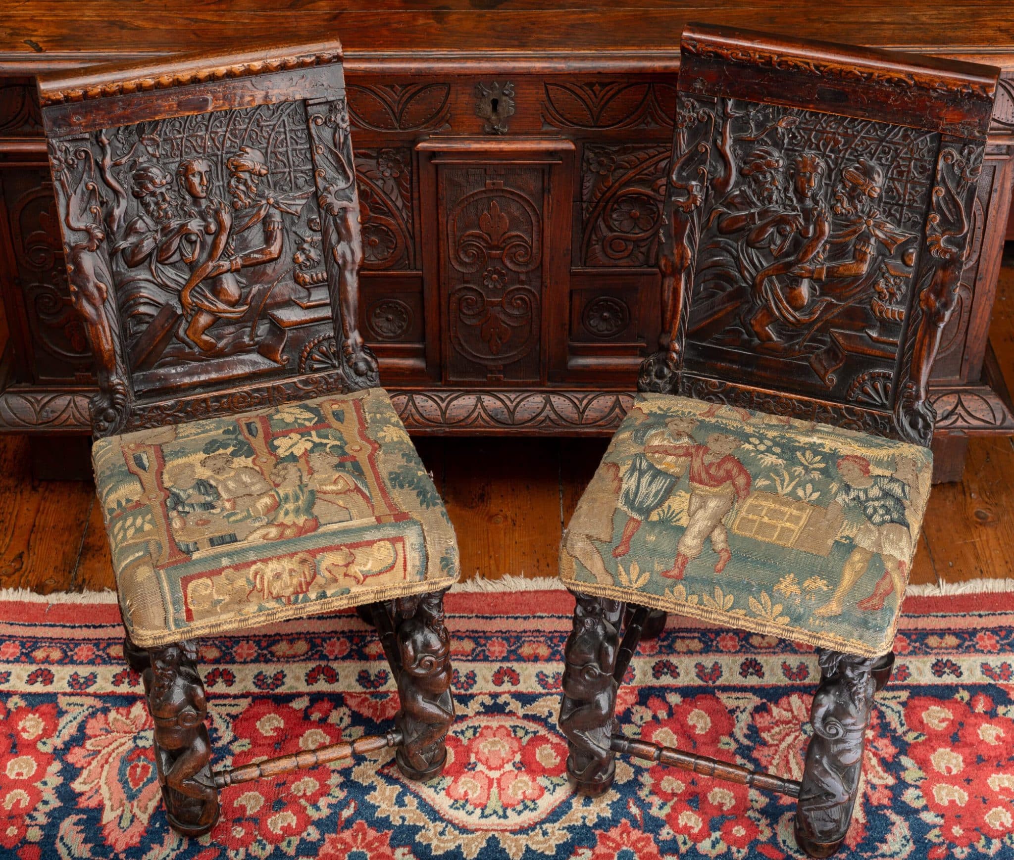 Pair of French Renaissance Walnut Chairs