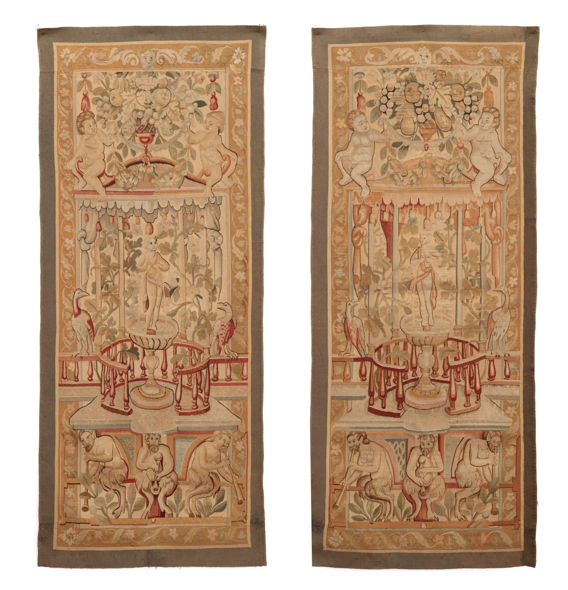 Pair of Flemish Grotesque Tapestry Panels