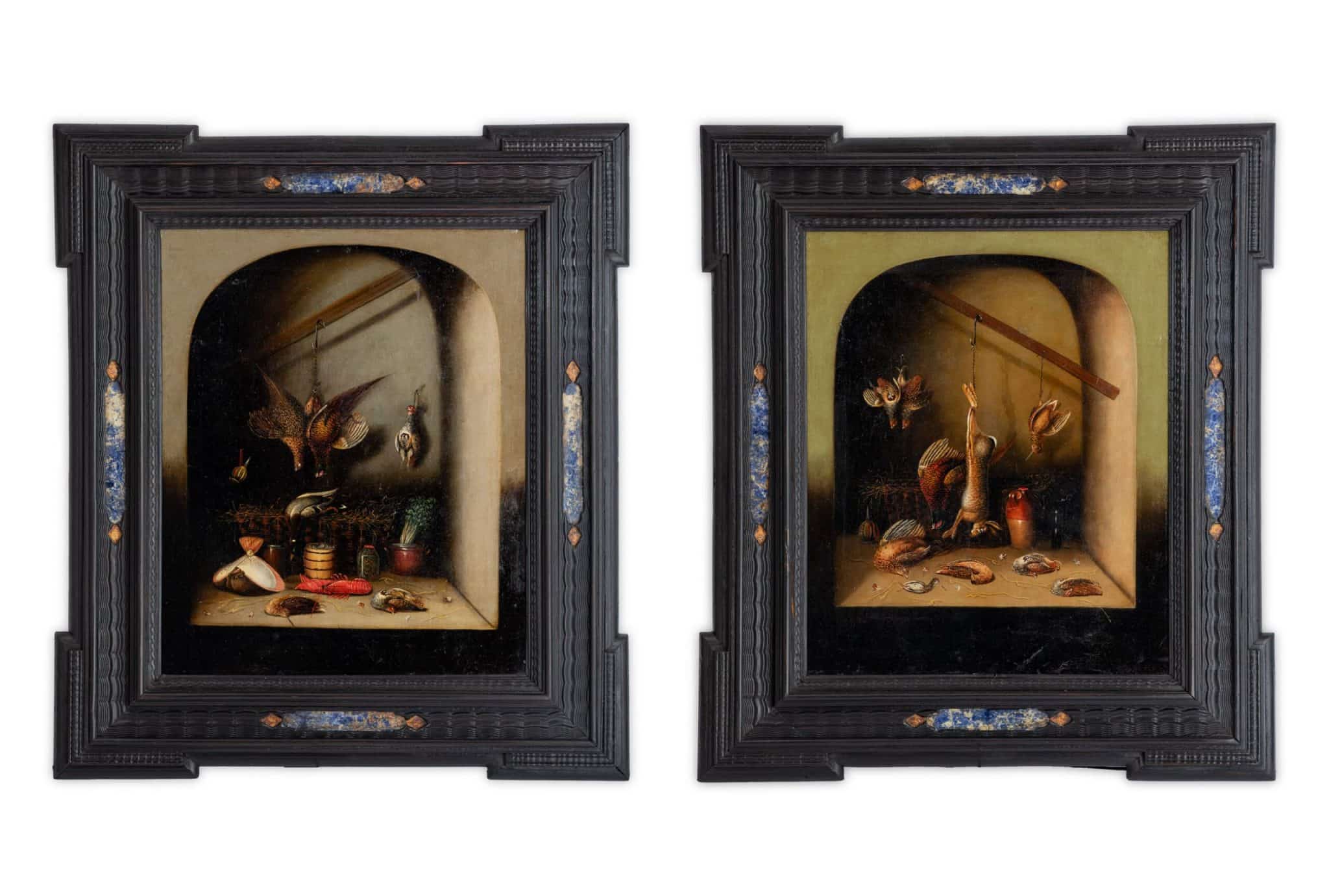 Pair of Netherlandish Niche Still Life Paintings of Game