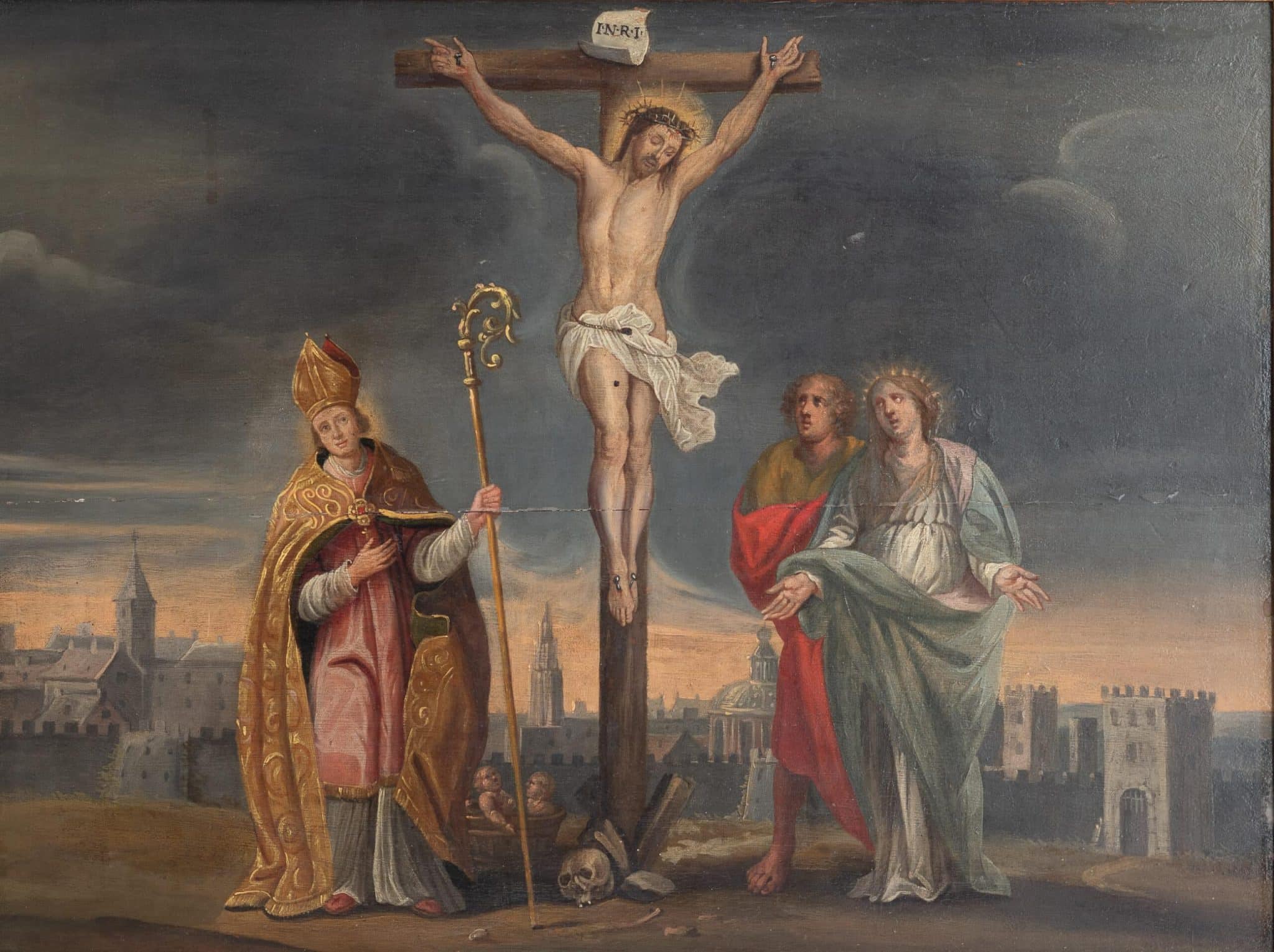 The Crucifixion with the Virgin, St John, and a Bishop Saint