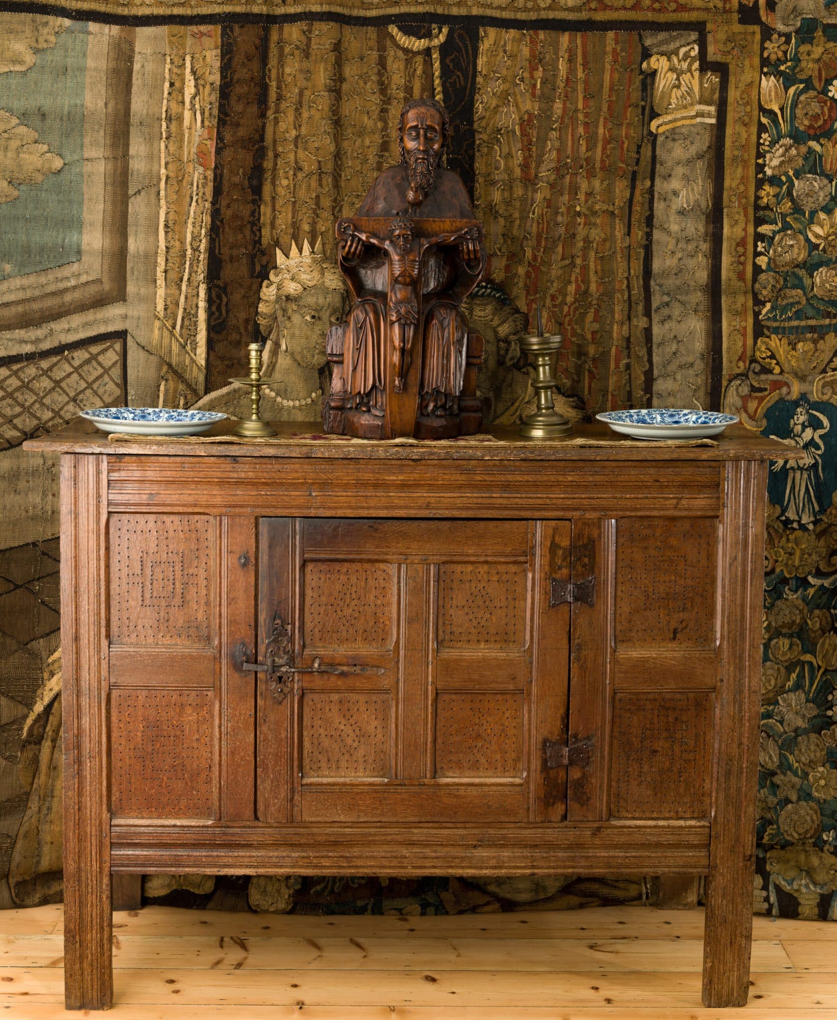Charles I joined oak food cupboard