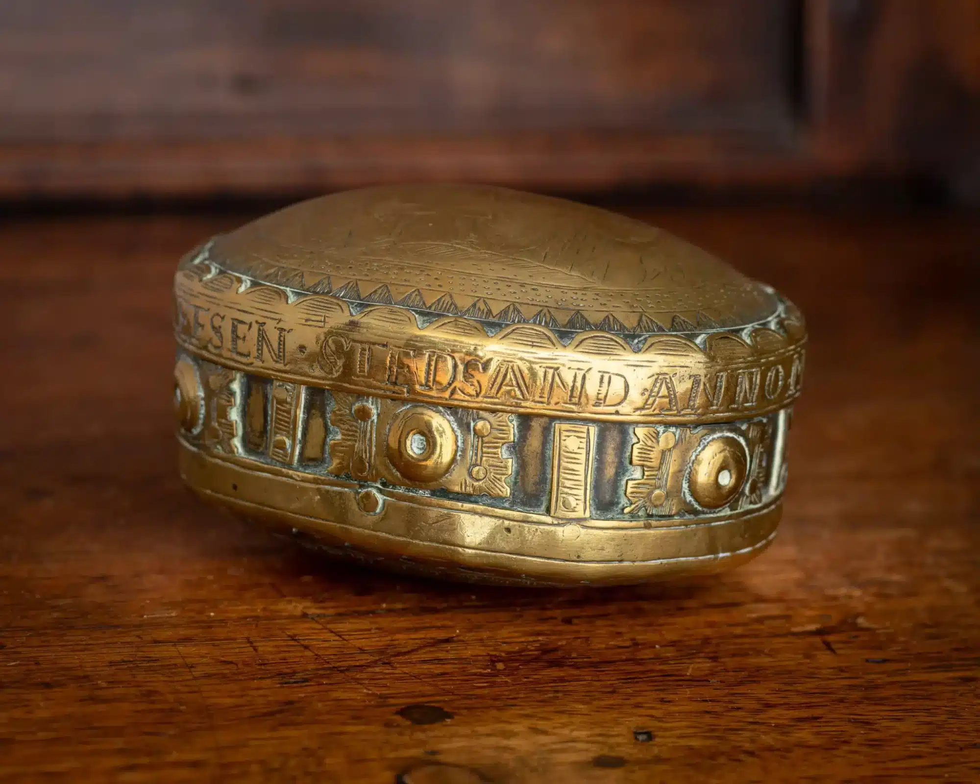 17th century brass tobacco box